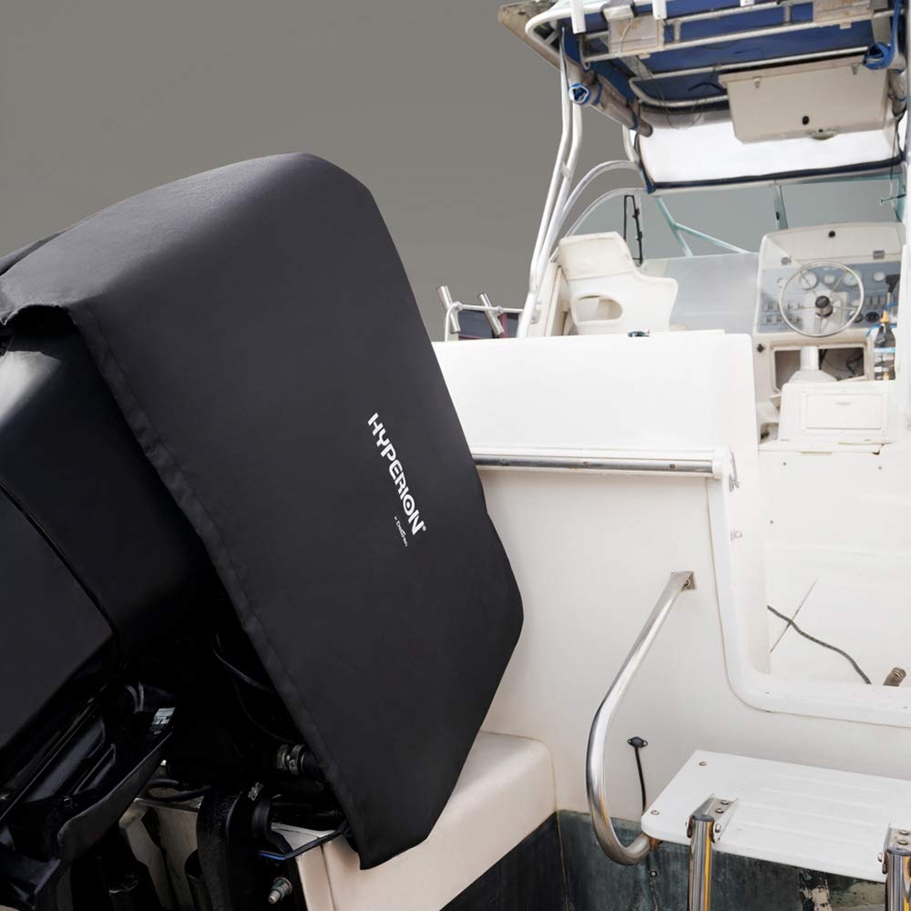 Hyperion Heavy Duty Waterproof Outboard Boat Motor Cover with Built-in Solar Charger | Weatherproof Protection for Marine Engines | Ideal for Boating, Fishing & Outdoor Water Activities