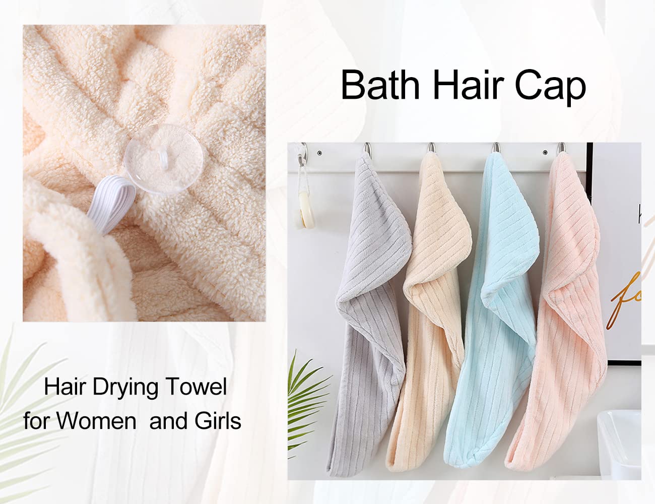 SYMGLIA 2 Pack Microfiber Hair Towel Wrap for Women - Soft Quick Dry Hair Turban Towel Cap for Shower, Bath & Salon - Grey & Beige (Perfect for Post-Wash Styling, Travel & Spa Days)