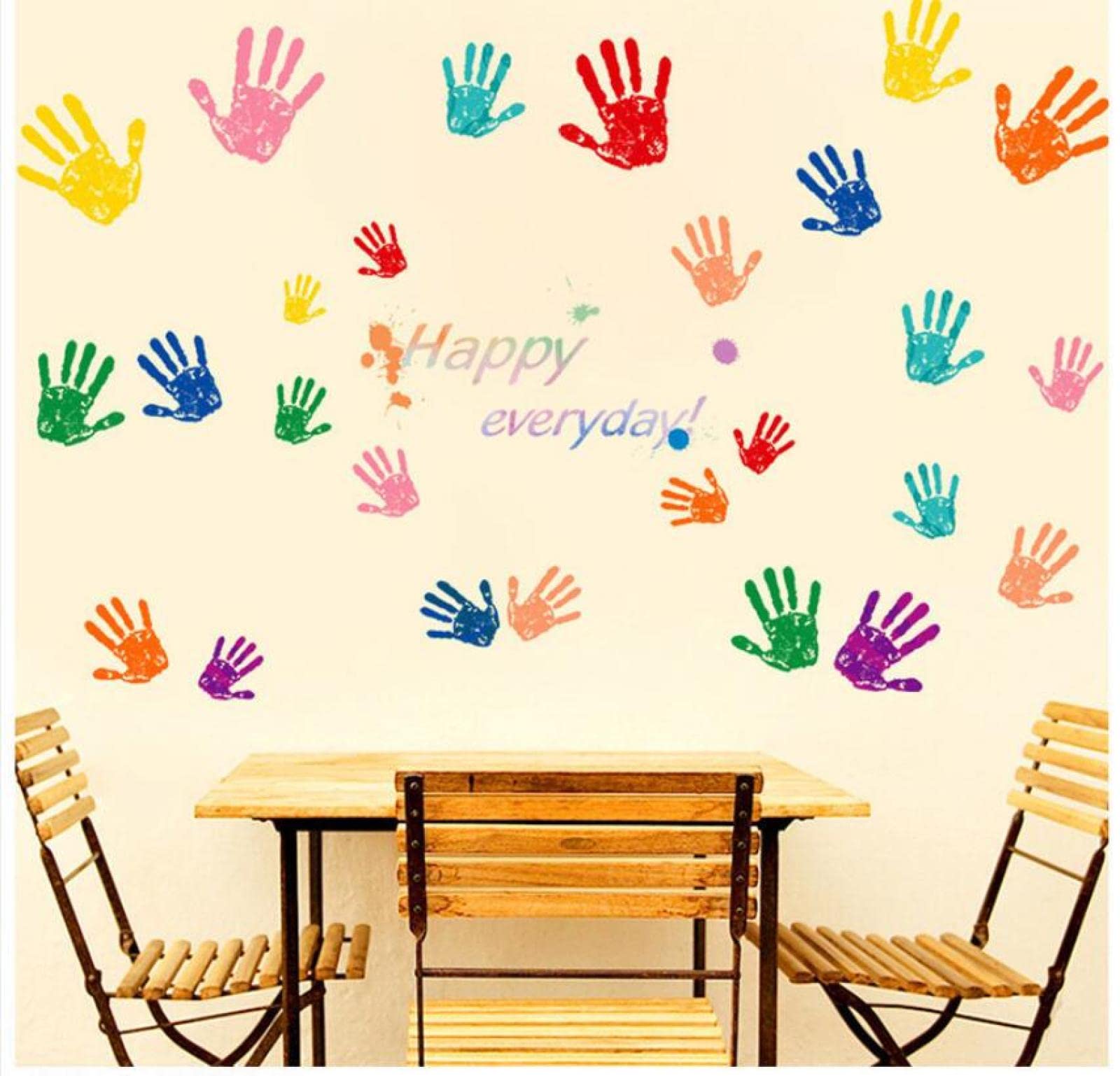 Colorful Handprint Wall Stickers for Kids - 2 Pack 60x90cm Self-Adhesive Removable Decals for Children's Bedroom, Nursery & Living Room Decor - Easy DIY Home Wall Art for Playrooms & Birthday Parties