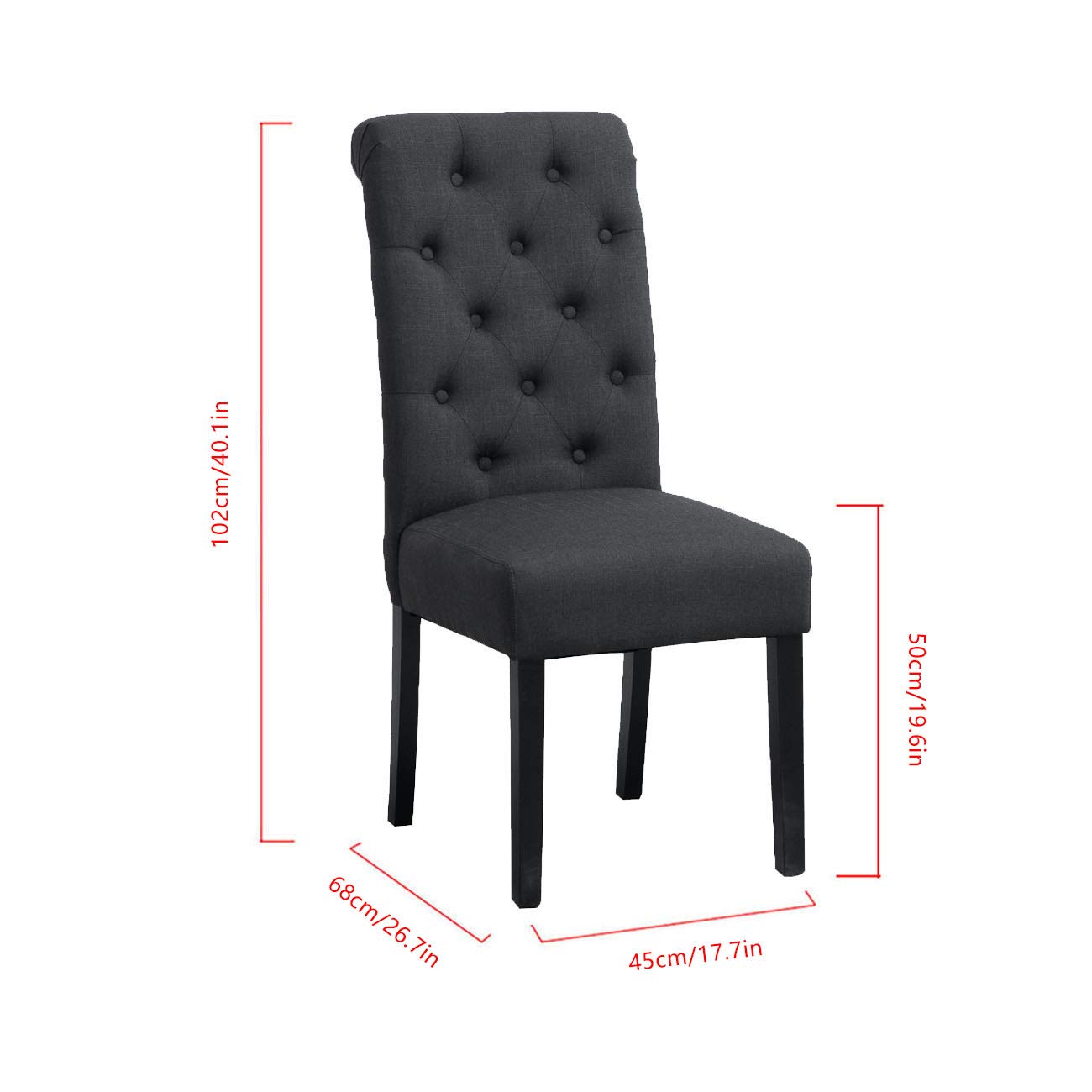 **2 Pack High Back Upholstered Dining Chairs with Wooden Legs - Comfortable Fabric Padded Kitchen & Dining Room Chairs for Home, Restaurant, and Office Use**
