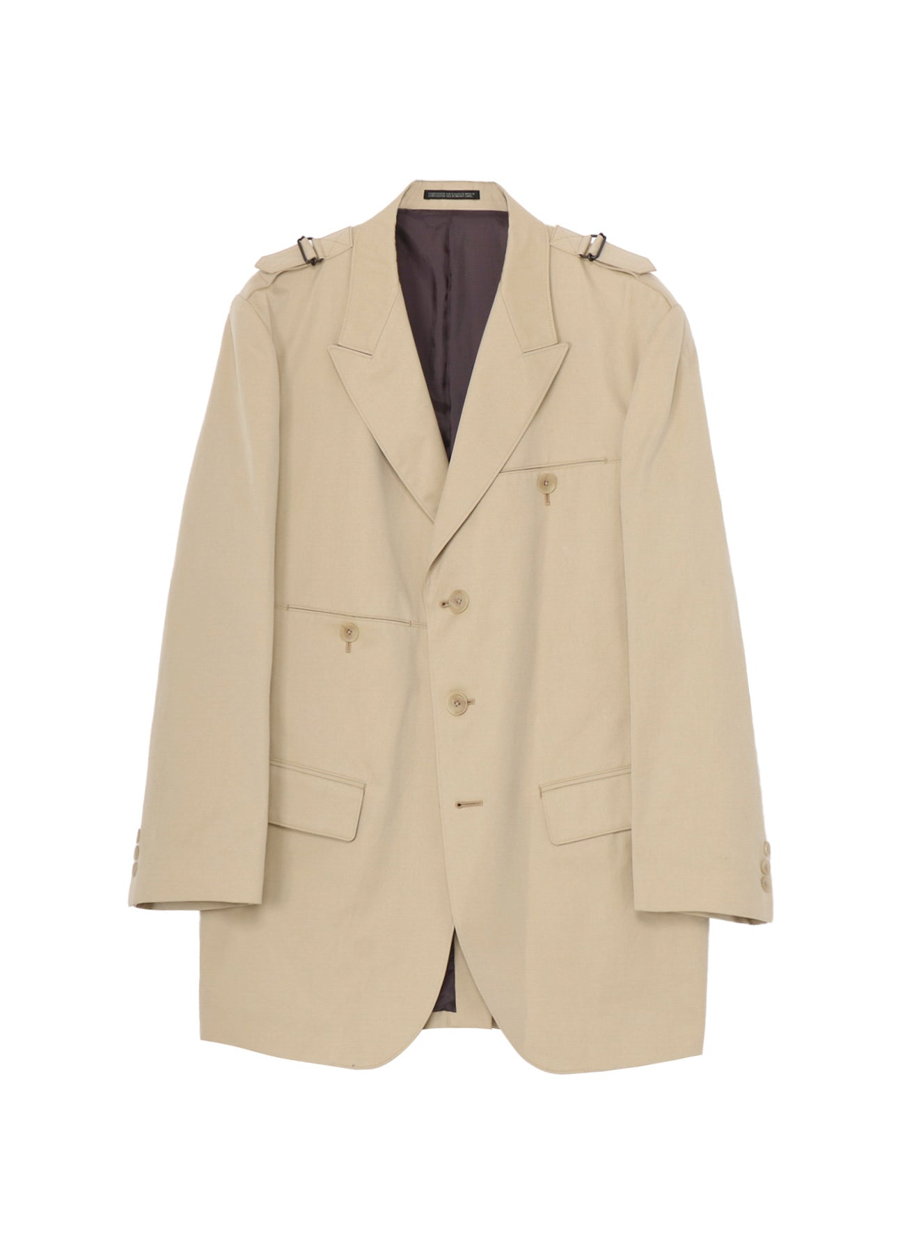 Premium Cotton Gabardine Jacket with Adjustable Shoulder Buckle & Peaked Lapel - Stylish Men's Outerwear for Business Casual & Office Wear