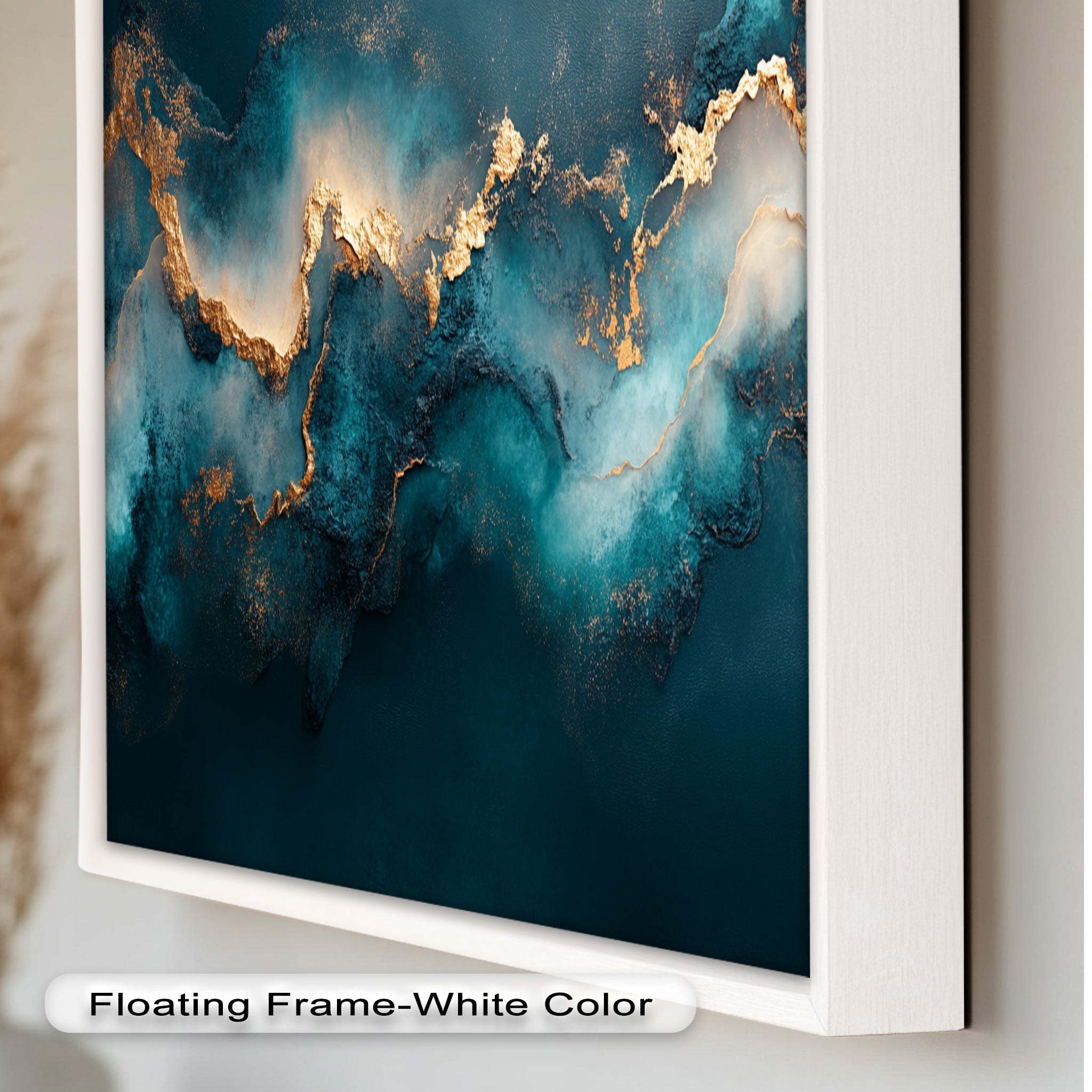 Abstract Blue and Gold Swirls Oil Painting - Modern Luxury Wall Art for Living Room, Bedroom & Office Decor