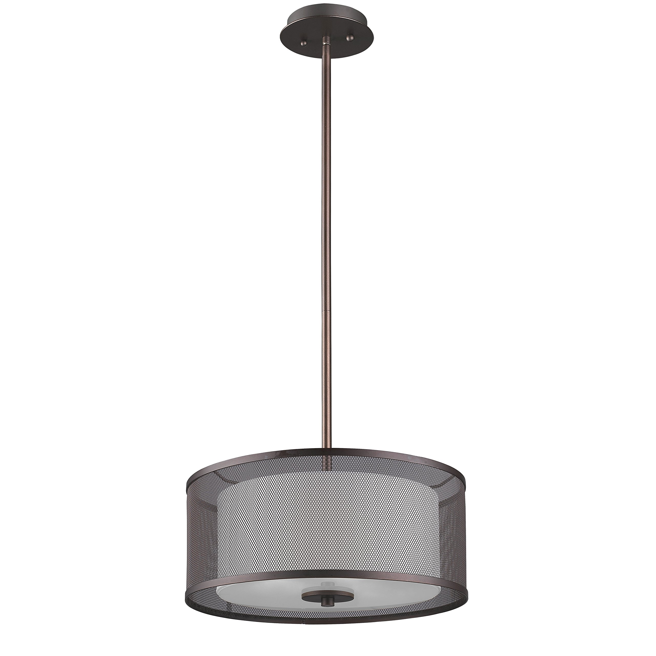 Transitional 3-Light Rubbed Bronze Ceiling Pendant Light Fixture - 15 Inch Wide - Perfect for Dining Room, Kitchen Island or Entryway Lighting