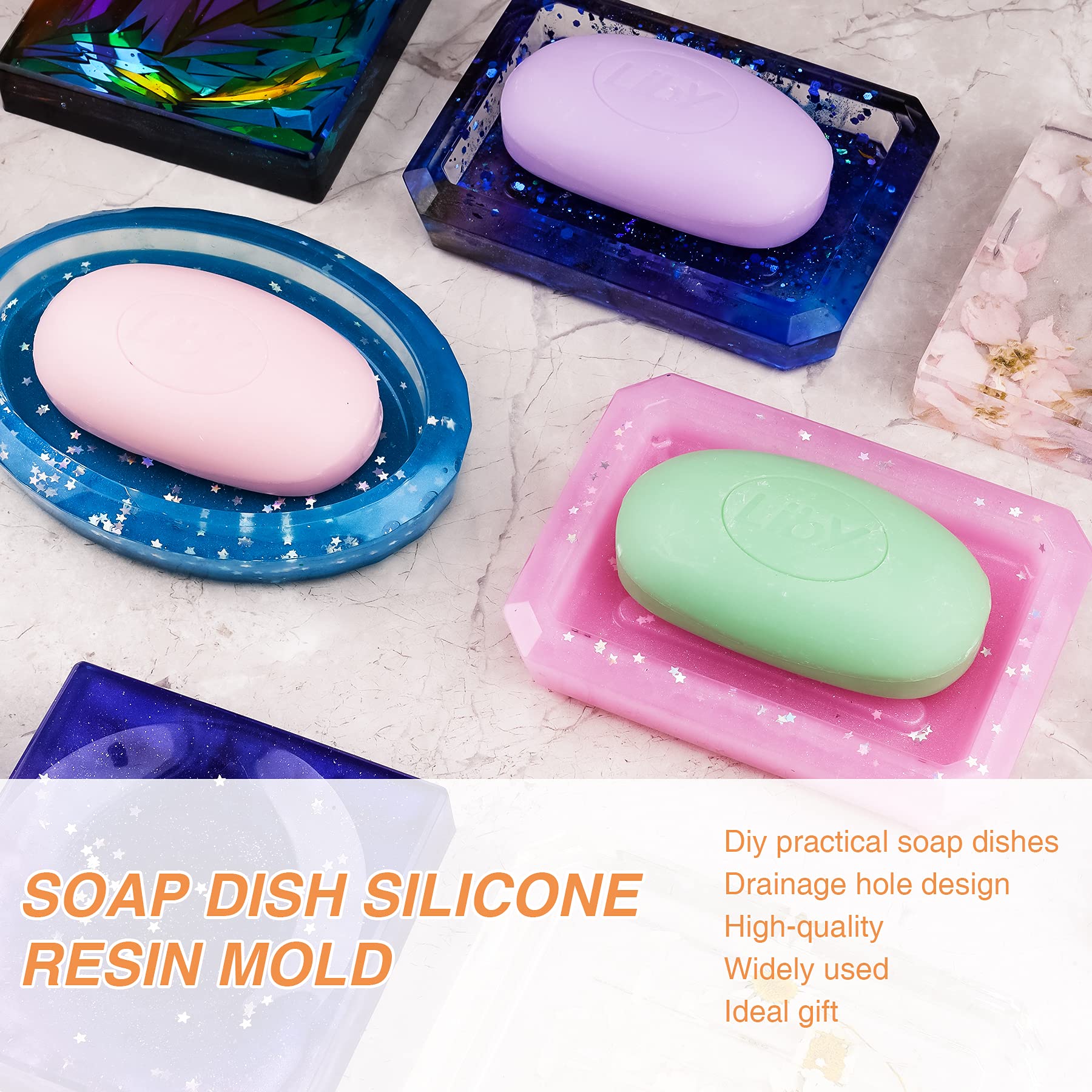 NiArt 3-Piece Epoxy Resin Casting Silicone Mold Set - Soap Holder for Bathroom & Kitchen - DIY Handmade Craft Supplies for Home Decor, Sponge & Scrubber Storage - Perfect for Resin Art, Soap Making & Bathroom Organization