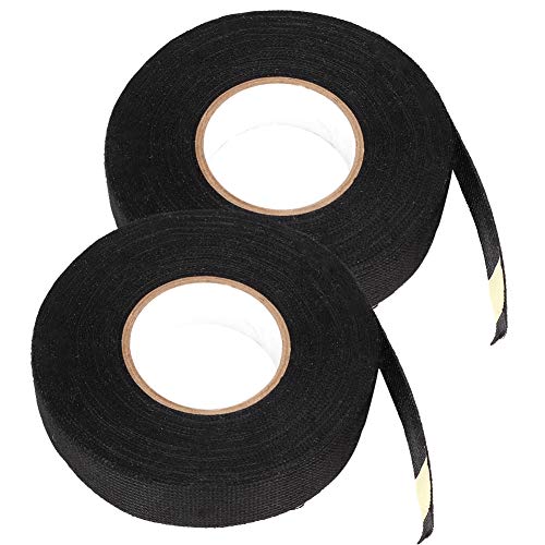19mm x 15m Automotive Wire Harness Cloth Tape - High Strength Flexible Insulation Wiring Tape, Black Adhesive Fabric Tape (2 Rolls) - Perfect for Car Wiring, Electrical Repairs & DIY Projects