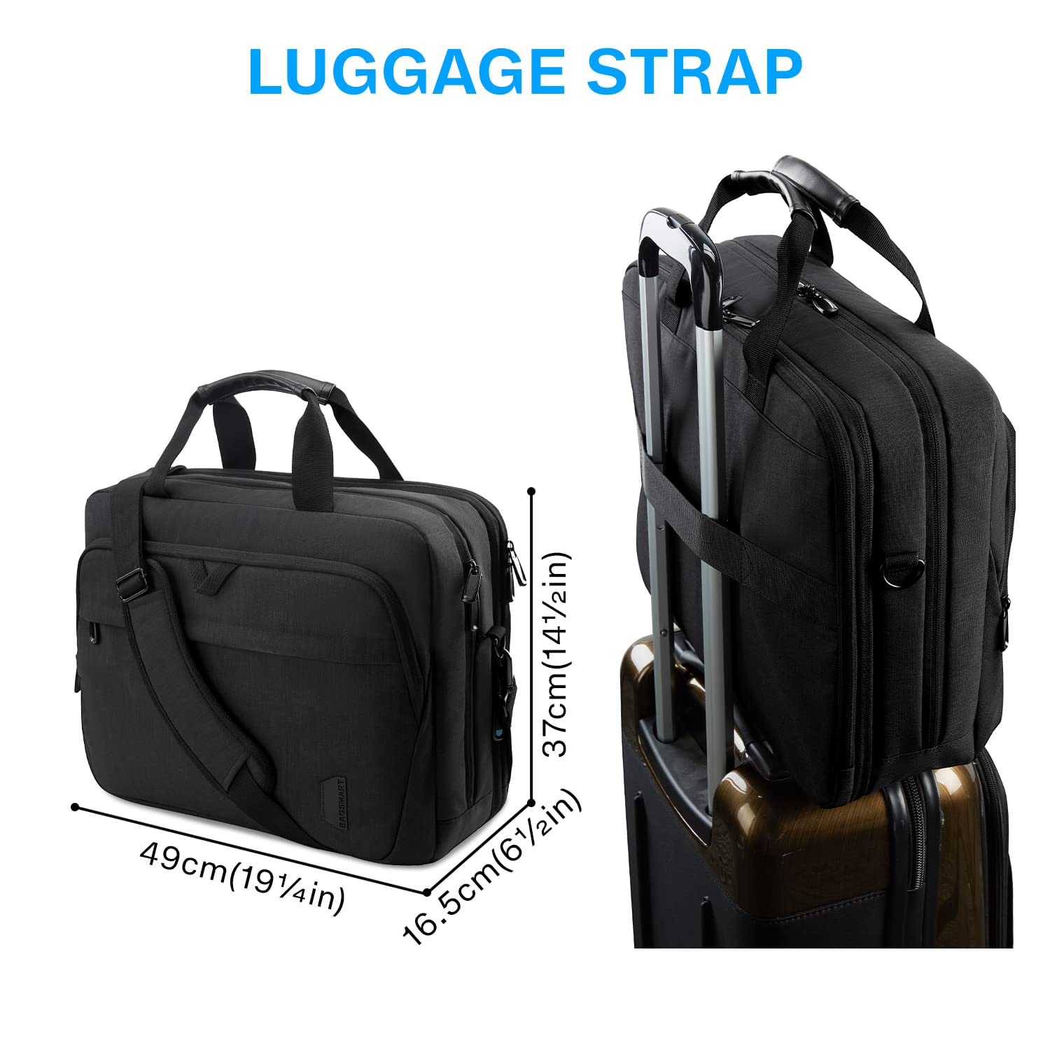 BAGSMART 18 Inch Expandable Laptop Bag for Men & Women - Water-Resistant Business Briefcase, Computer Shoulder Bag for Work, Office & Travel - Black | Perfect for Business Professionals & Daily Commuters