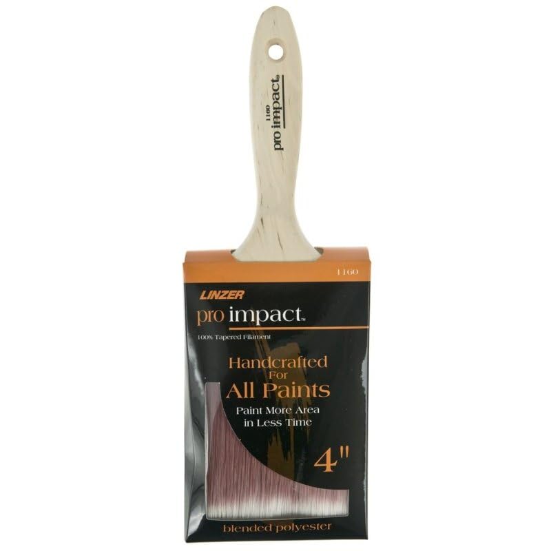 Linzer Pro Impact 4 Inch Wide Flat Paint Brush - Professional Polyester Blend for Smooth Strokes - Perfect for Walls, Furniture, and DIY Home Projects