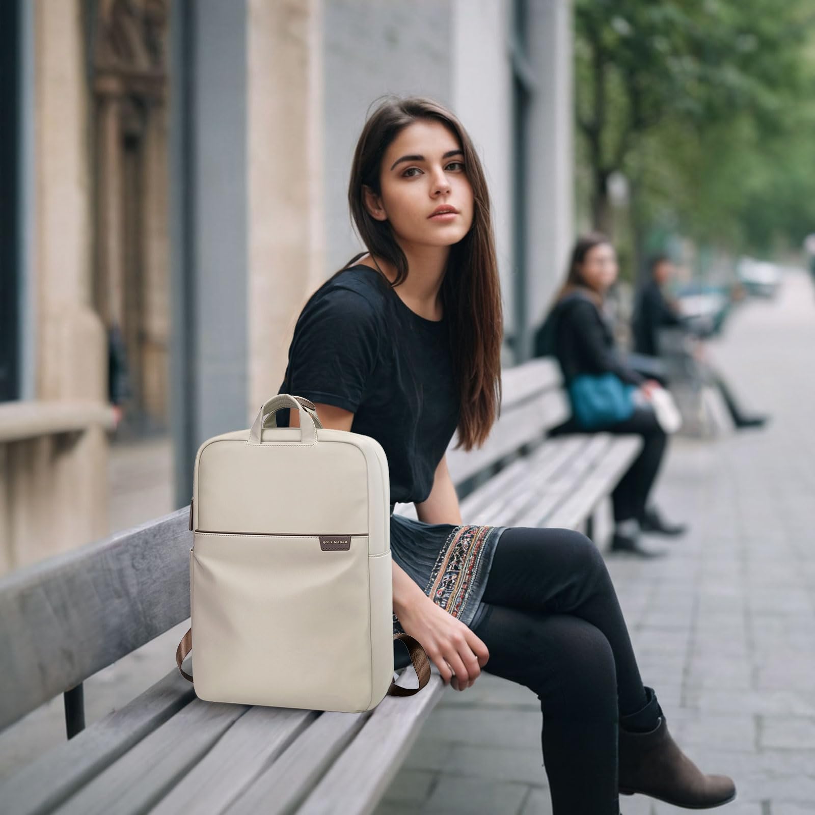 Anti-Theft Slim Travel Laptop Backpack for Women - Durable 15.6 Inch Business Computer Bag, College Bookbag - Perfect for Work, Commuting & Airplane Travel (Apricot)