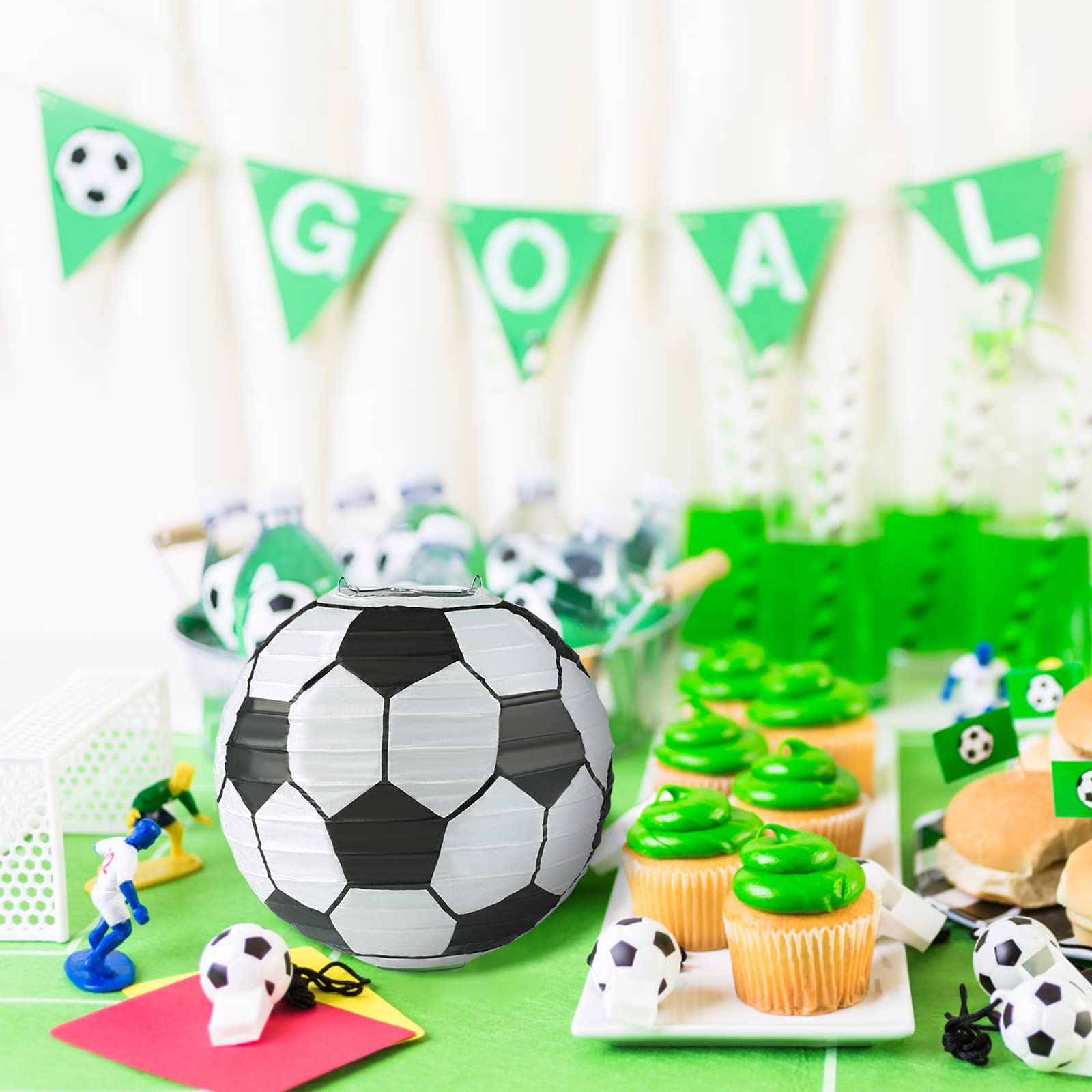 10 Inch Soccer Paper Lanterns - Pack of 5 | Soccer Themed Birthday Party Decorations, Sports Party Supplies & Favors | Perfect for Kids Birthday, Team Celebrations & Game Day Decor