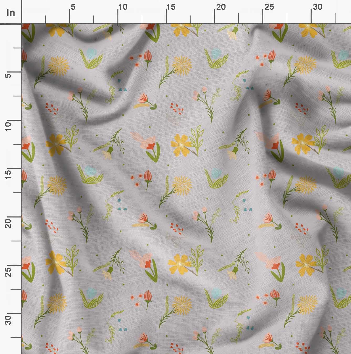 Soimoi Moss Georgette Gray Fabric by The Yard - 42 Inch Wide Printed Fabric with Artistic Leaf & Floral Design for DIY Fashion, Home Decor, and Craft Projects - Elegant Draping Material for Dresses, Curtains, and Scarf Making