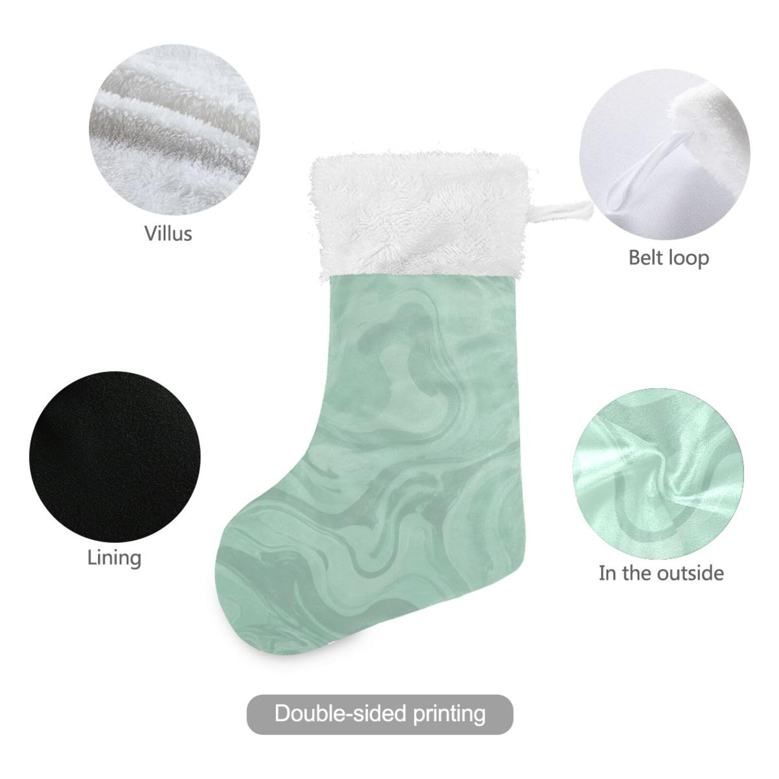 2 Pack Christmas Stocking - Abstract Marble Mint Green Xmas Stockings for Fireplace Decor, 17.7 Inch Holiday Hanging Ornaments | Perfect for Christmas Tree, Mantel Decorations & Festive Gift Giving