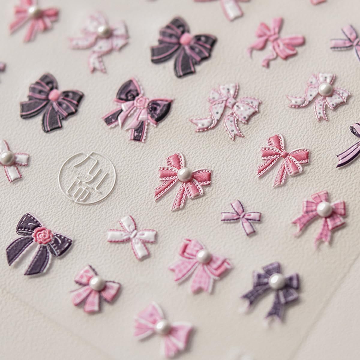 5D Embossed Pink Bow Nail Art Stickers - Kawaii Pearl Bowknot Nail Decals (1PC) | Cute Valentine's Day Manicure Accessories for Holiday Nail Decor, DIY Nail Art, Party & Special Occasion Nail Designs