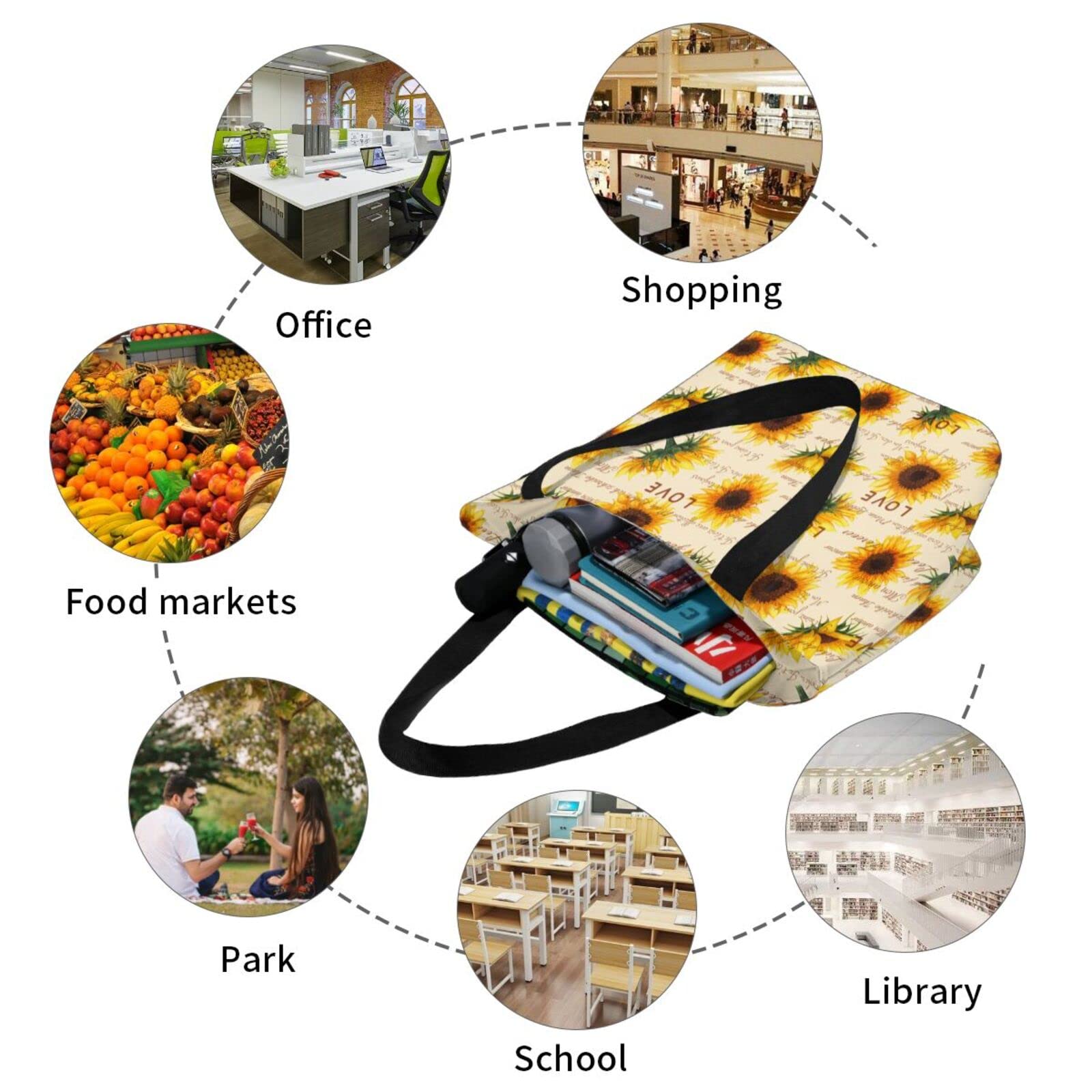 Eco-Friendly Large Canvas Tote Bag for Women - Reusable Grocery Shopping Bags with Sturdy Handles | Perfect for Grocery Shopping, Beach Trips, Work & Daily Errands