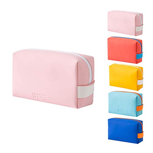 Stylish PU Leather Cosmetic Bag - Portable Makeup Organizer with Brush Holder for Travel & Storage (Pink) | Perfect for Home, Office & On-the-Go Beauty Essentials