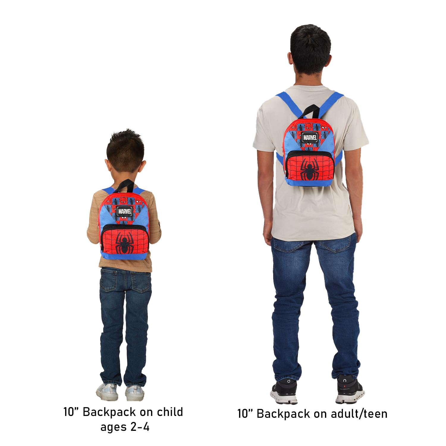 Spider-Man Mini Backpack for Women - 10 Inch Canvas Superhero Backpack with Front Pocket & Bookmark - Perfect for School, Cosplay, Comic Con & Marvel Fans