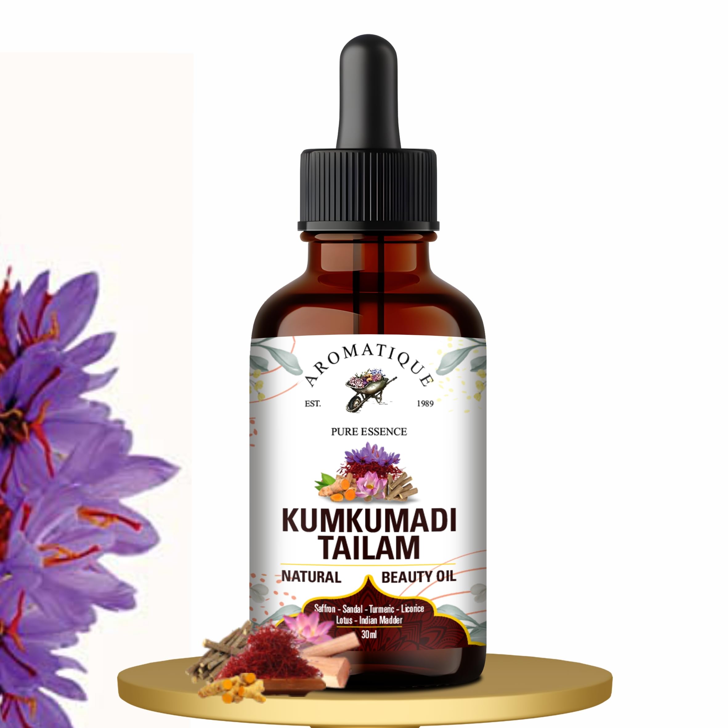 Kumkumadi Face Oil 30ml - Ayurvedic Treatment for Scars, Blemishes, Wrinkles, Fine Lines & Acne | Skin Brightening & Glowing Complexion | Perfect for Nighttime Skincare & Daily Radiance Boost