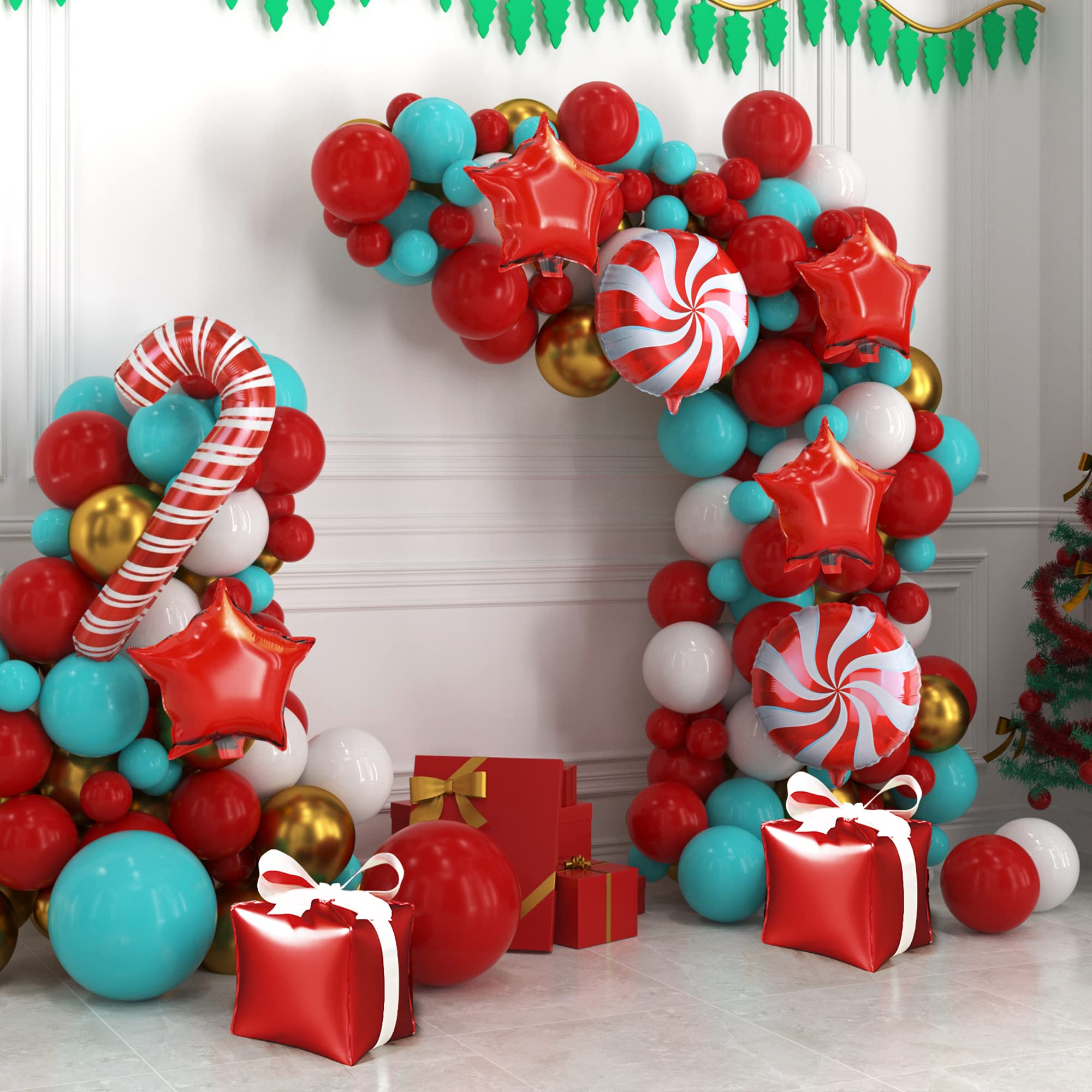 Festive Christmas Balloons (Red & Teal) - Holiday Party Decorations for Home, Office & Christmas Tree Decor - Perfect for Xmas Parties, Family Gatherings & Festive Celebrations