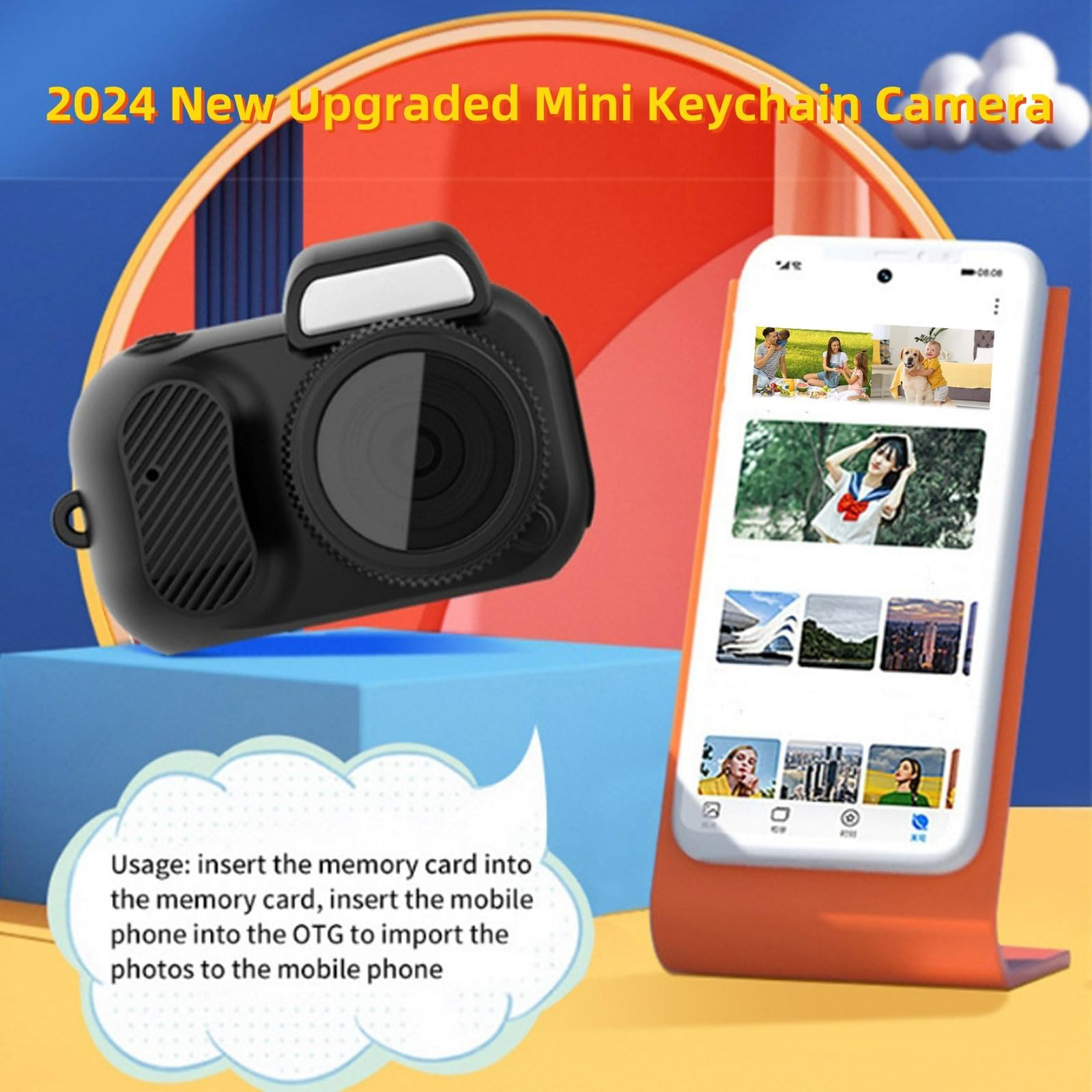 EJIMUQO 1080P HD Mini Keychain Camera - Portable Sport Camera with 100 Mins Battery Life, No Memory Card Needed (Black) - Perfect for Travel, Sports, Security & Everyday Recording