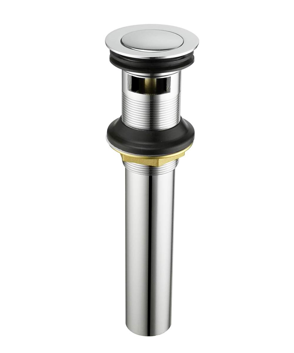 Purelux Chrome Bathroom Sink Drain Stopper with Overflow - Pop Up Drain Assembly for Vanity Sinks | Perfect for Bathroom Renovation & Modern Home Decor