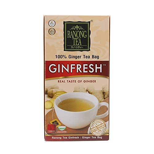 Ranong 100% Pure Ginger Tea Bags - 15 Count | Natural Herbal Tea for Digestion & Immunity | Perfect for Cold Weather & Relaxation