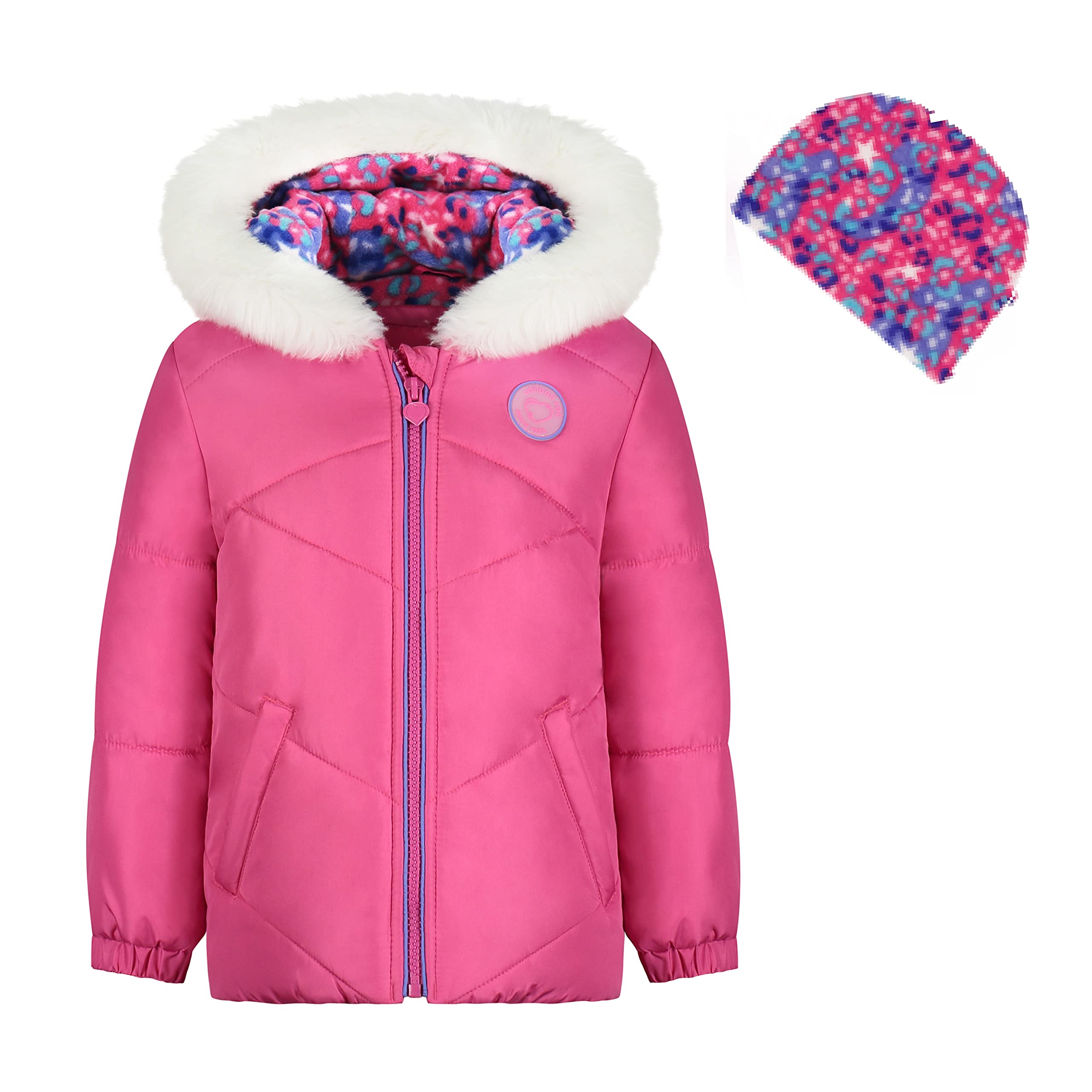 London Fog Baby Girls Quilted Puffer Jacket with Fleece Hat - Down Alternative Winter Coat in Solid Fuchsia, Size 12 Months - Perfect for Outdoor Playdates & Cold Weather Adventures