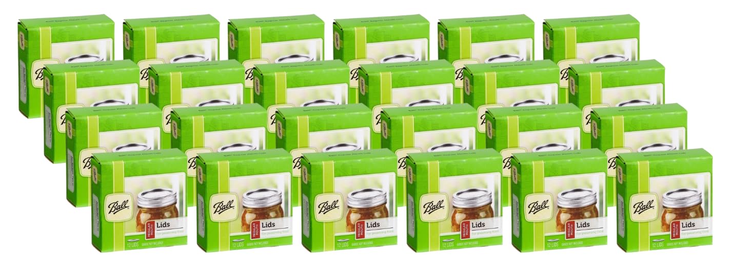 Ball Regular Mouth Mason Jar Lids - 12-Count Pack of 24 (288 Lids Total) - Airtight Canning Lids for Preserving, Pickling, Juice, Jam & Jelly - Perfect for Home Canning, Food Storage & DIY Projects