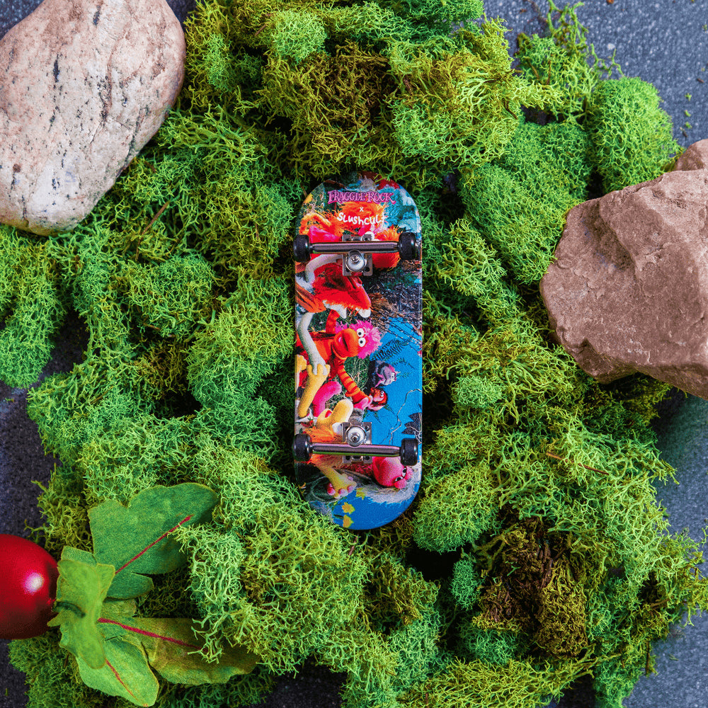 Slushcult x Fraggle Rock Complete Fingerboard Set - Mini Skateboard for Kids & Collectors - Perfect for Tricks, Grom Training & Indoor Play