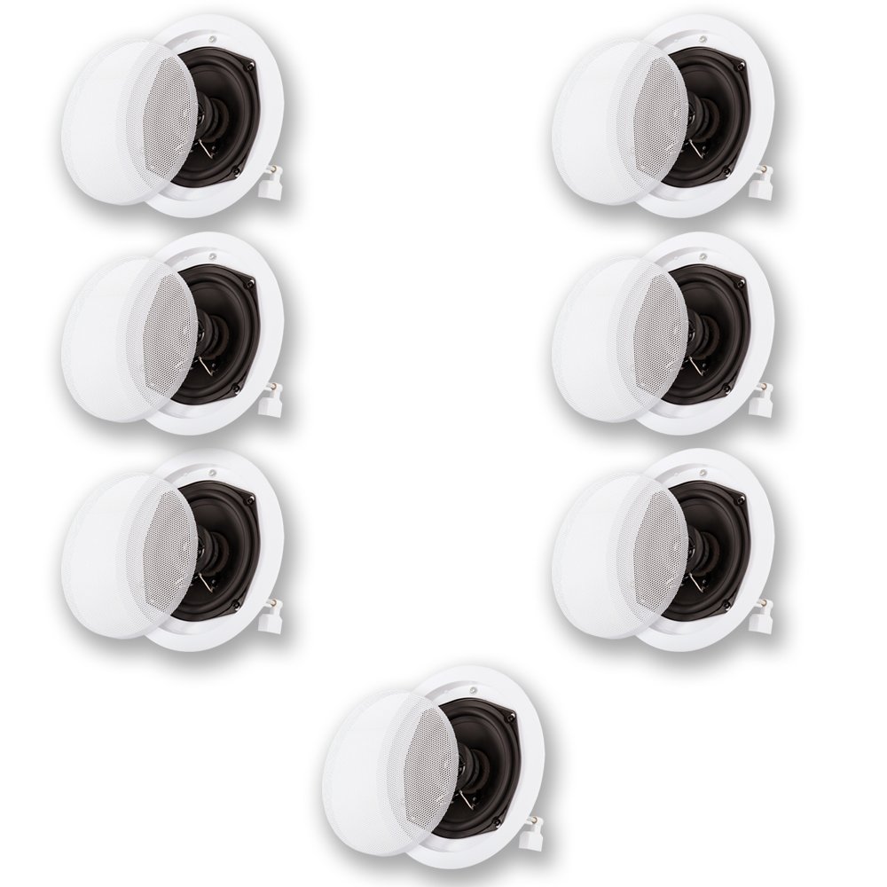 Acoustic Audio R191 7-Piece In-Ceiling/In-Wall Speaker Set - 2-Way Home Theater System with 1400W Power - Perfect for Living Room, Bedroom & Home Theater Audio Setup