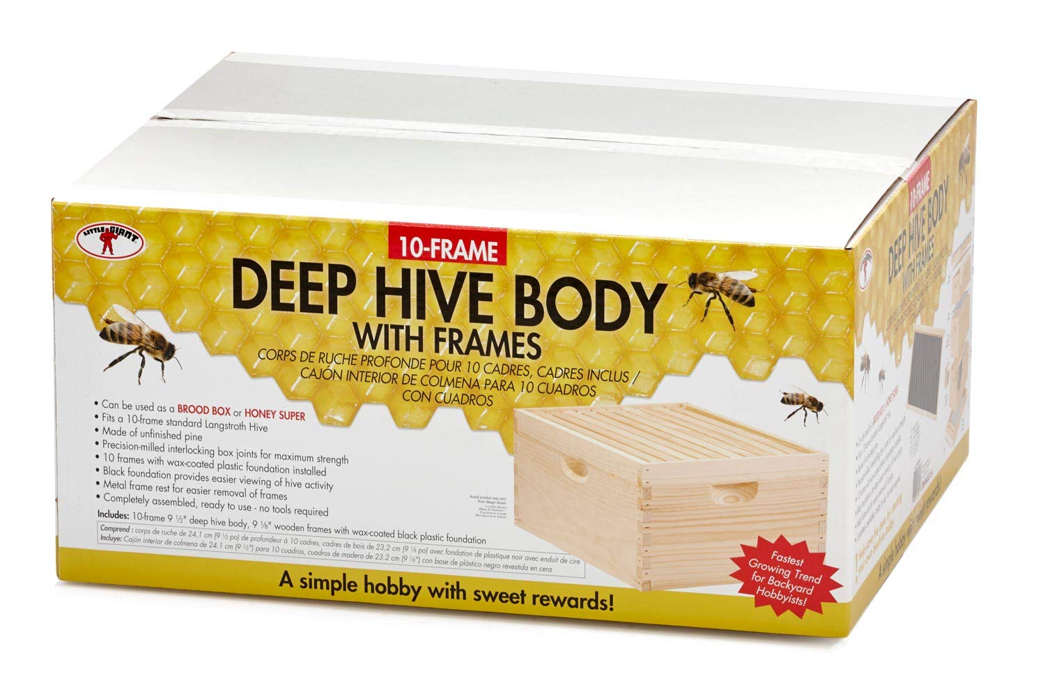 Little Giant 10-Frame Deep Hive Body with Frames - Premium Beehive Box for Beekeeping (Item DEEPBOX10) | Perfect for Honey Production & Colony Expansion