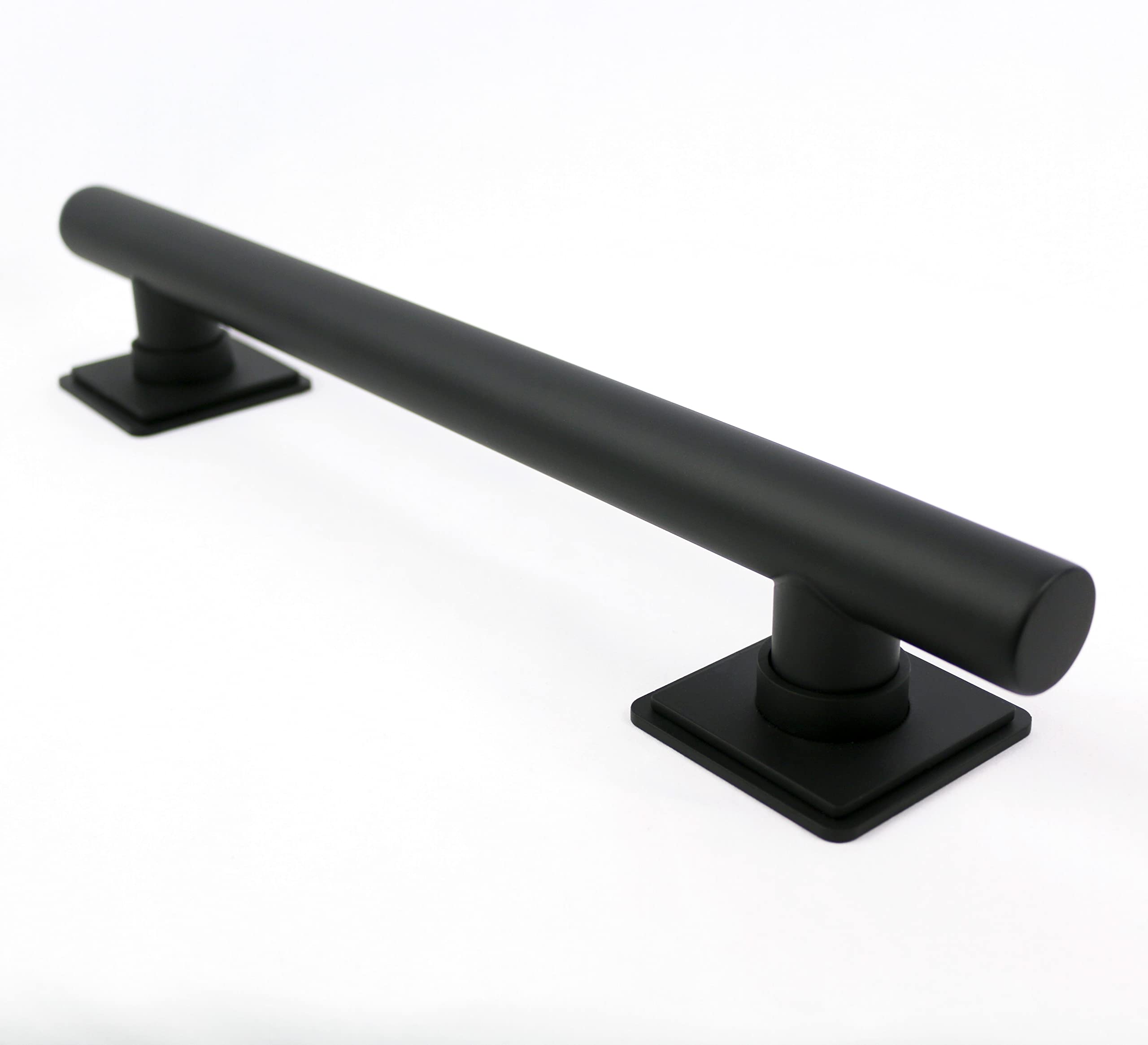 36-inch Coronado Designer Straight Bathroom Shower Grab Bar with Decorative Square Flanges - Matte Black Safety Handle for Elderly & ADA Compliant - Perfect for Bathroom, Shower and Tub Accessibility