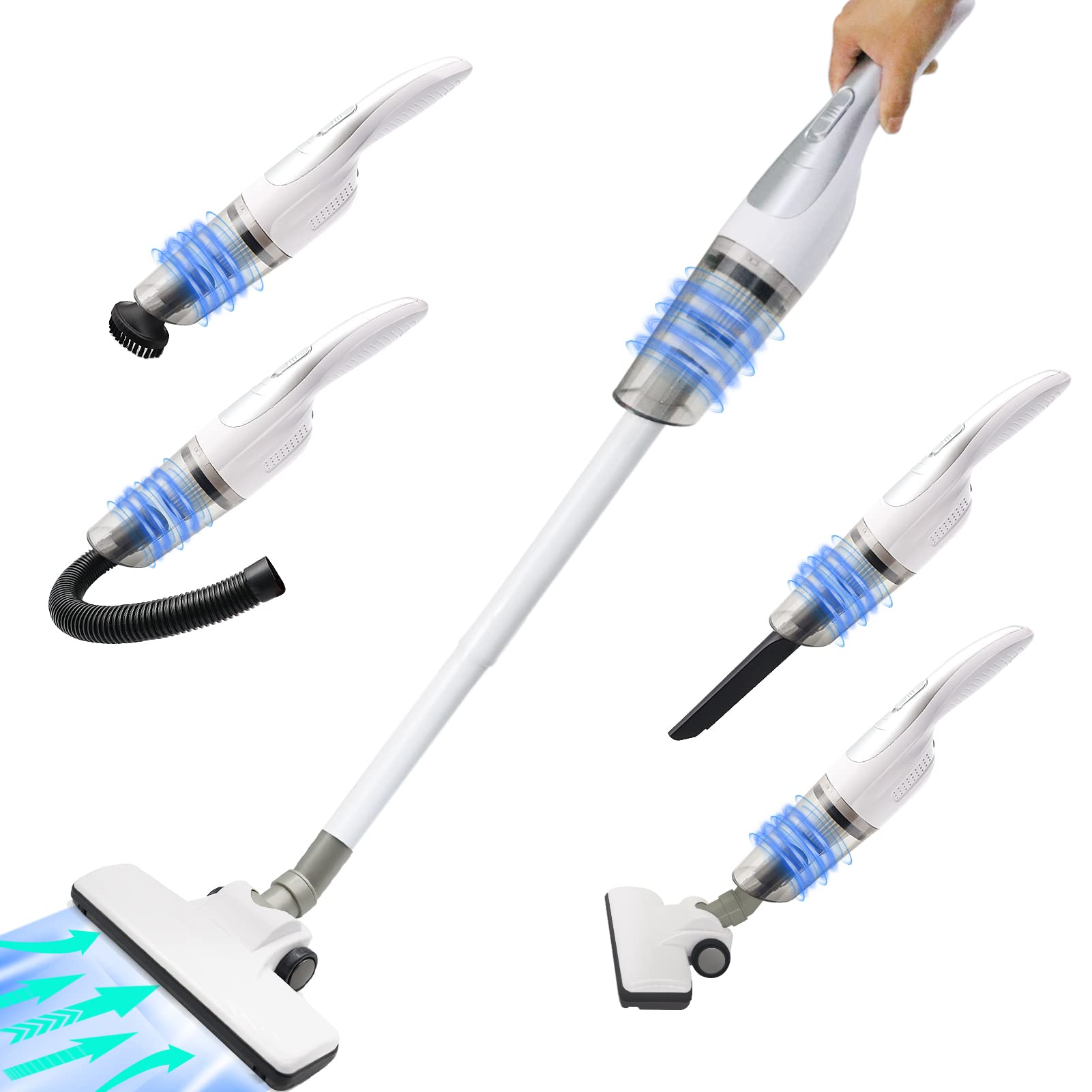 Lightweight Cordless Stick Vacuum - Rechargeable for Carpet & Hardwood Floors | Pet Hair Cleaning
