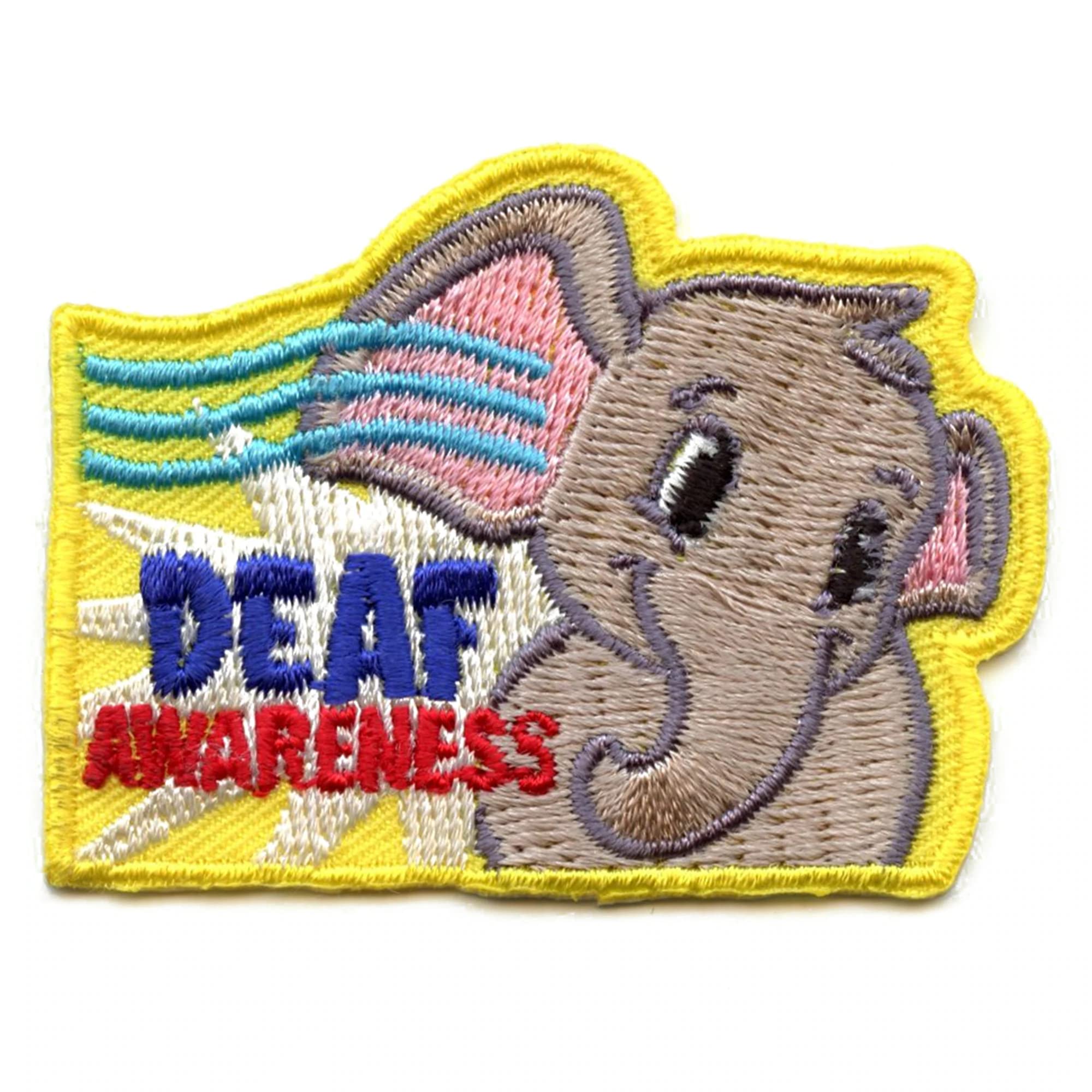 Deaf Awareness Patch - Cute Elephant Embroidered Iron On Badge for Jackets, Bags & Hats | Symbol of Inclusion & Support