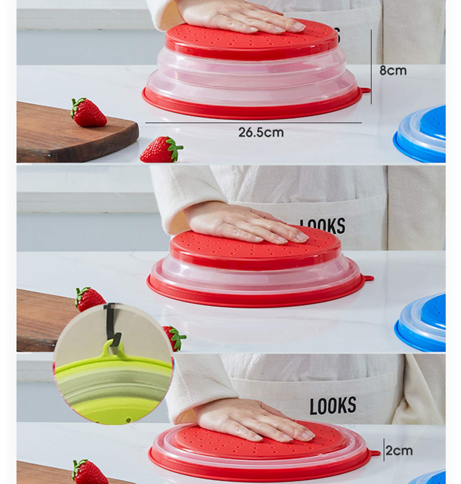 WENWELL Microwave Splatter Cover - 10.5 Inch BPA-Free Silicone & Plastic Splash Guard for Bowls & Plates (2-Pack) | Dishwasher Safe | Perfect for Reheating Food & Preventing Messes in Microwave Cooking