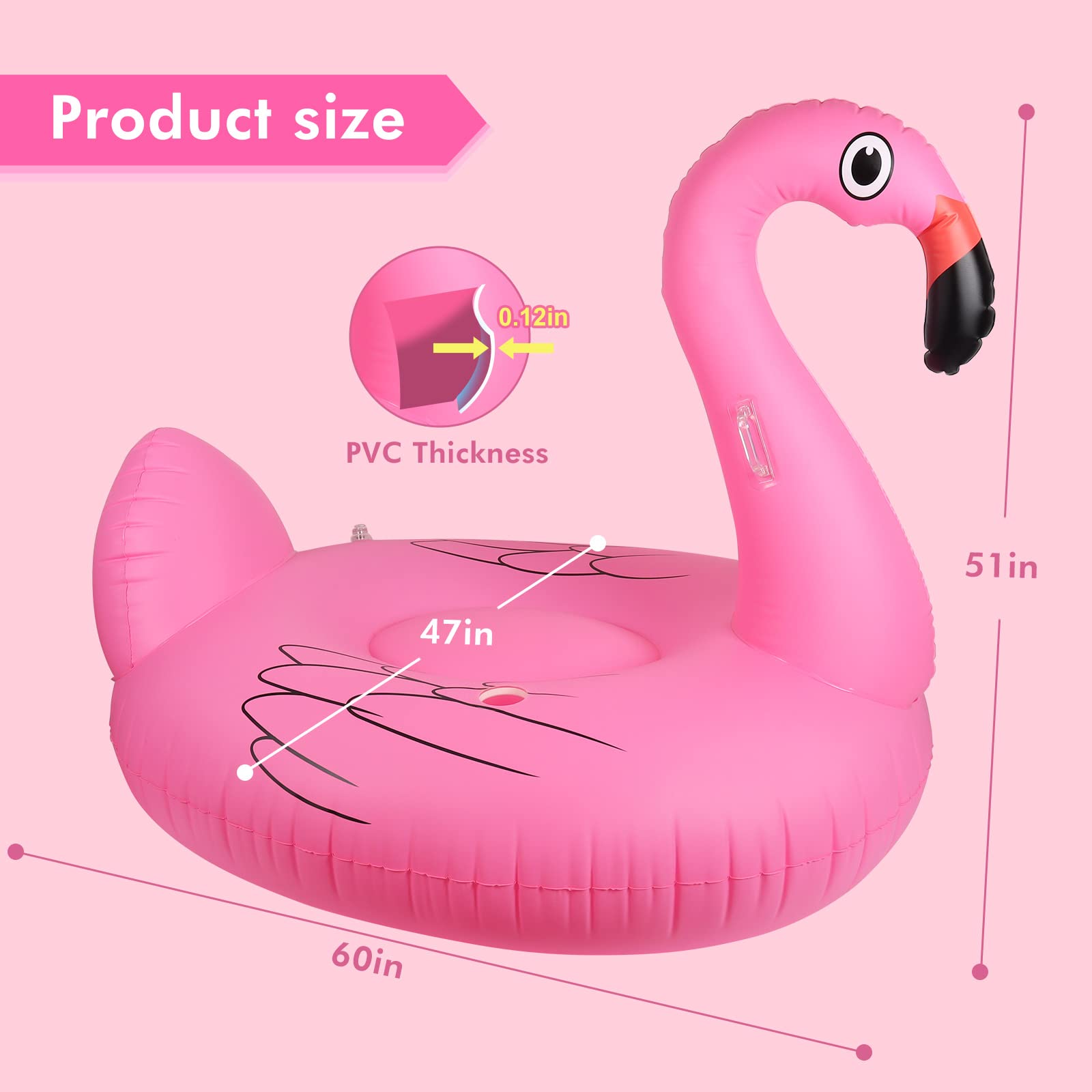 Solar-Powered LED Color Changing Flamingo Pool Float for Adults - 69'' Large Inflatable Swan Lounger with Cup Holder - Perfect for Pool Parties, Lake Relaxation & Summer Fun