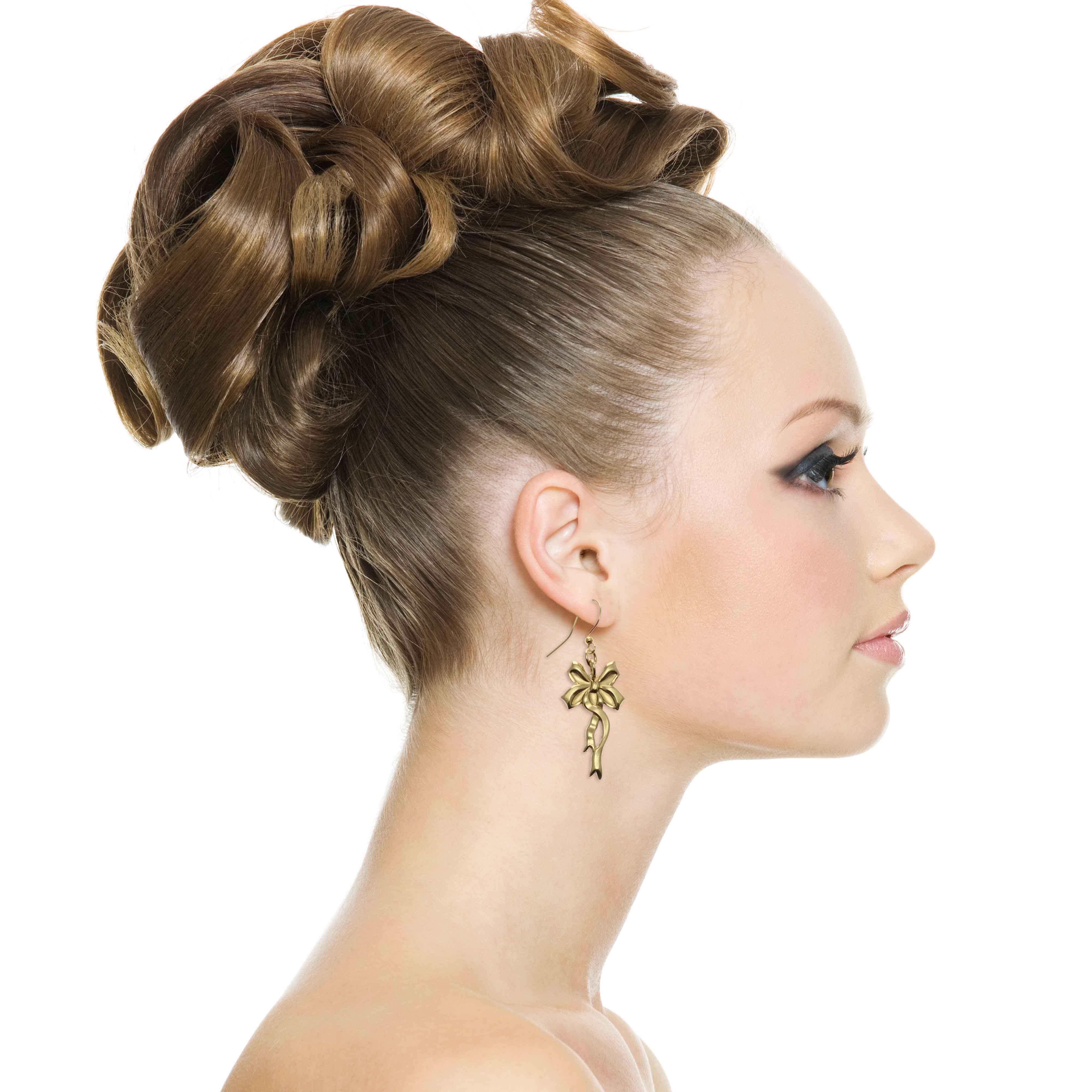 Yuletide Ribbon Nu Gold Brass Dangle Earrings - Elegant Holiday Jewelry for Christmas Parties & Festive Occasions