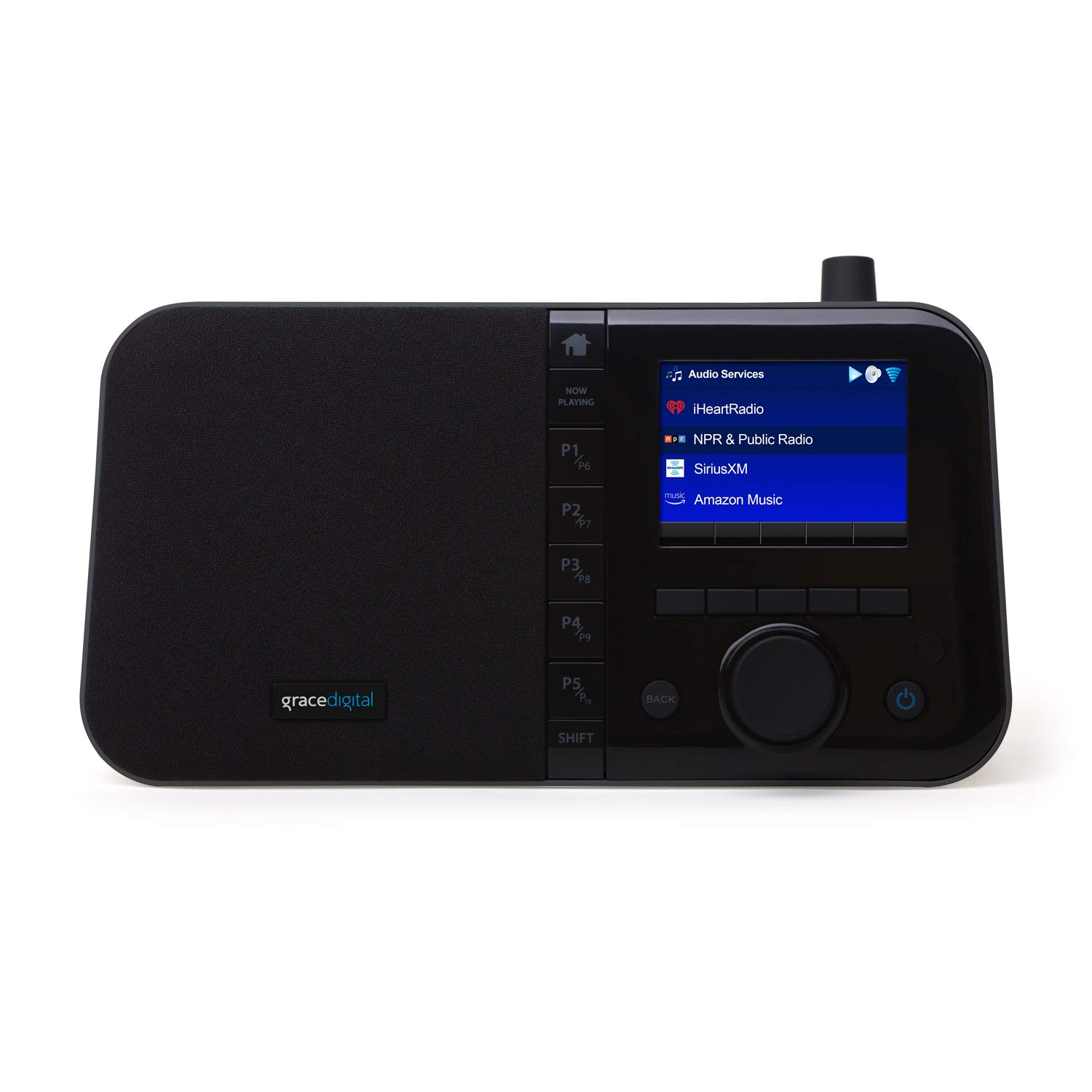 Grace Digital Mondo Elite Smart Internet Radio with Bluetooth & Wi-Fi - 7-Day Alarm Clock, No Microphone (Black) - Perfect for Bedroom, Office, and Kitchen Use