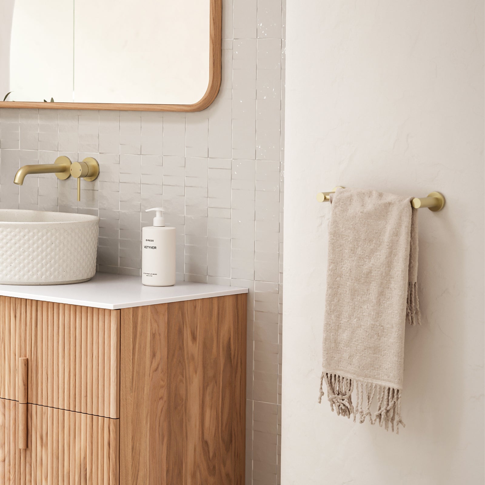 Caroma Liano II Hand Towel Rail in Brushed Brass - Premium Bathroom Towel Holder for Modern Homes & Luxury Hotels