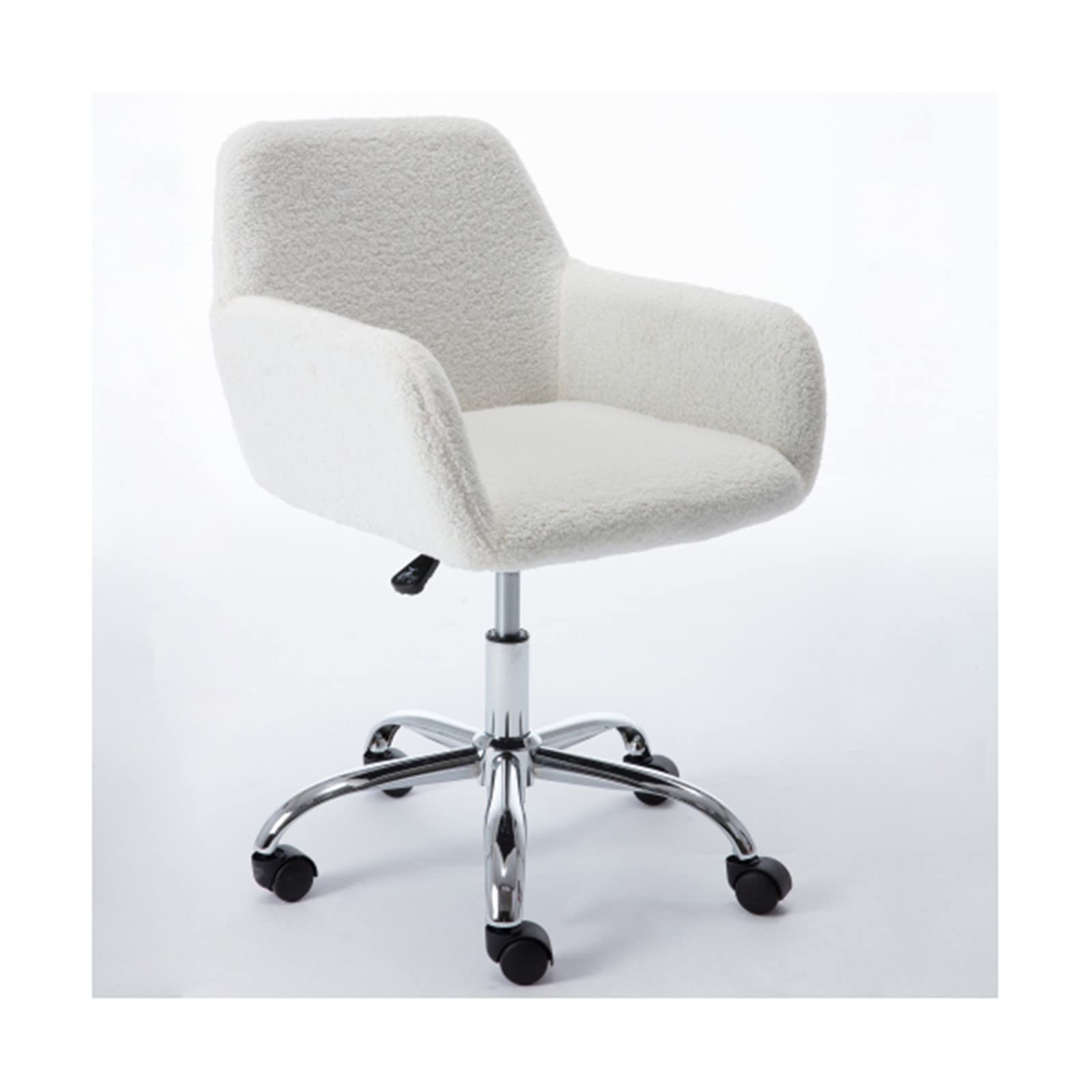 Ergonomic Office Chair with Adjustable Height - Soft Upholstered Furry Desk Chair for Home & Office - White Comfortable Computer Chair for Working, Gaming & Relaxing