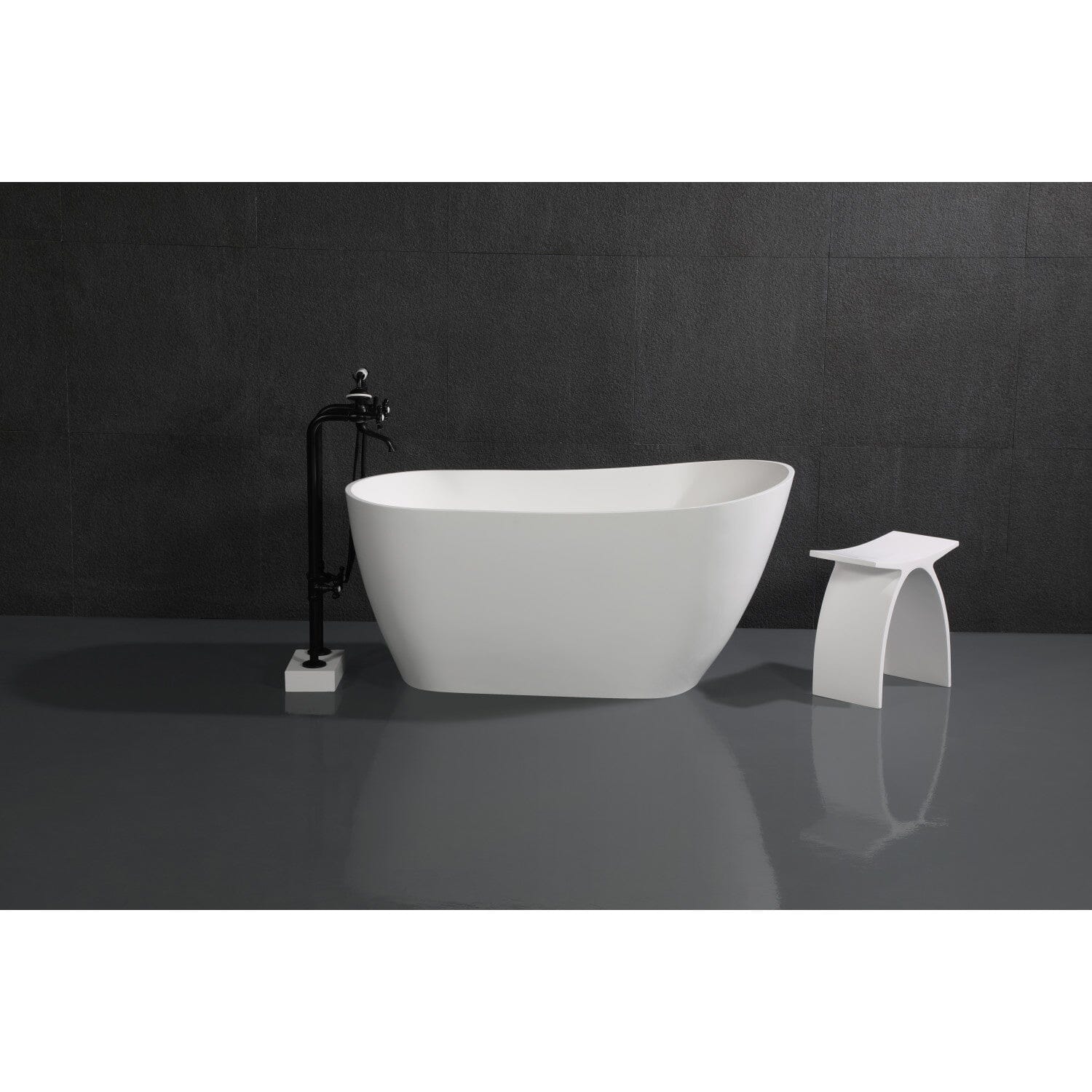 Arcticstone 52 Inch Freestanding Oval Bathtub - Solid Surface Slipper Tub with Drain - Perfect for Luxury Bathrooms, Spa Retreats & Modern Home Decor