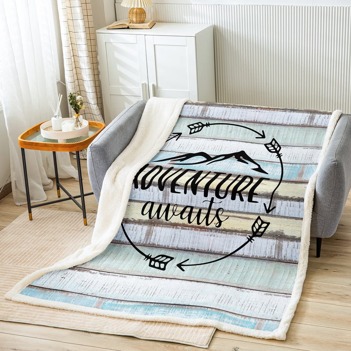 Cozy Sherpa Fleece Throw Blanket for Camping, Travel & Home - 30x40 Inch Soft Microfiber Plush Blanket for Bed, Sofa, Couch & Kids Room Decor - Perfect for Outdoor Adventures, Road Trips & Cozy Nights