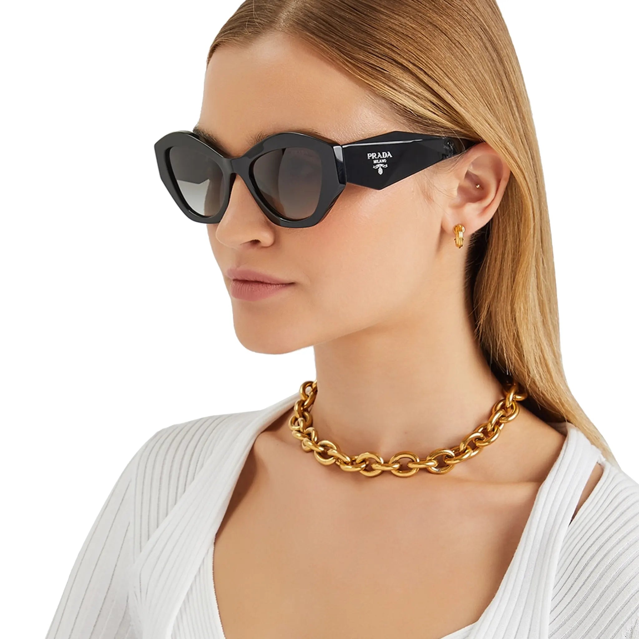 Prada PR 07YS 1AB0A7 Butterfly Black Sunglasses for Women - Luxury Designer Shades with UV Protection - Perfect for Summer, Beach & Outdoor Activities