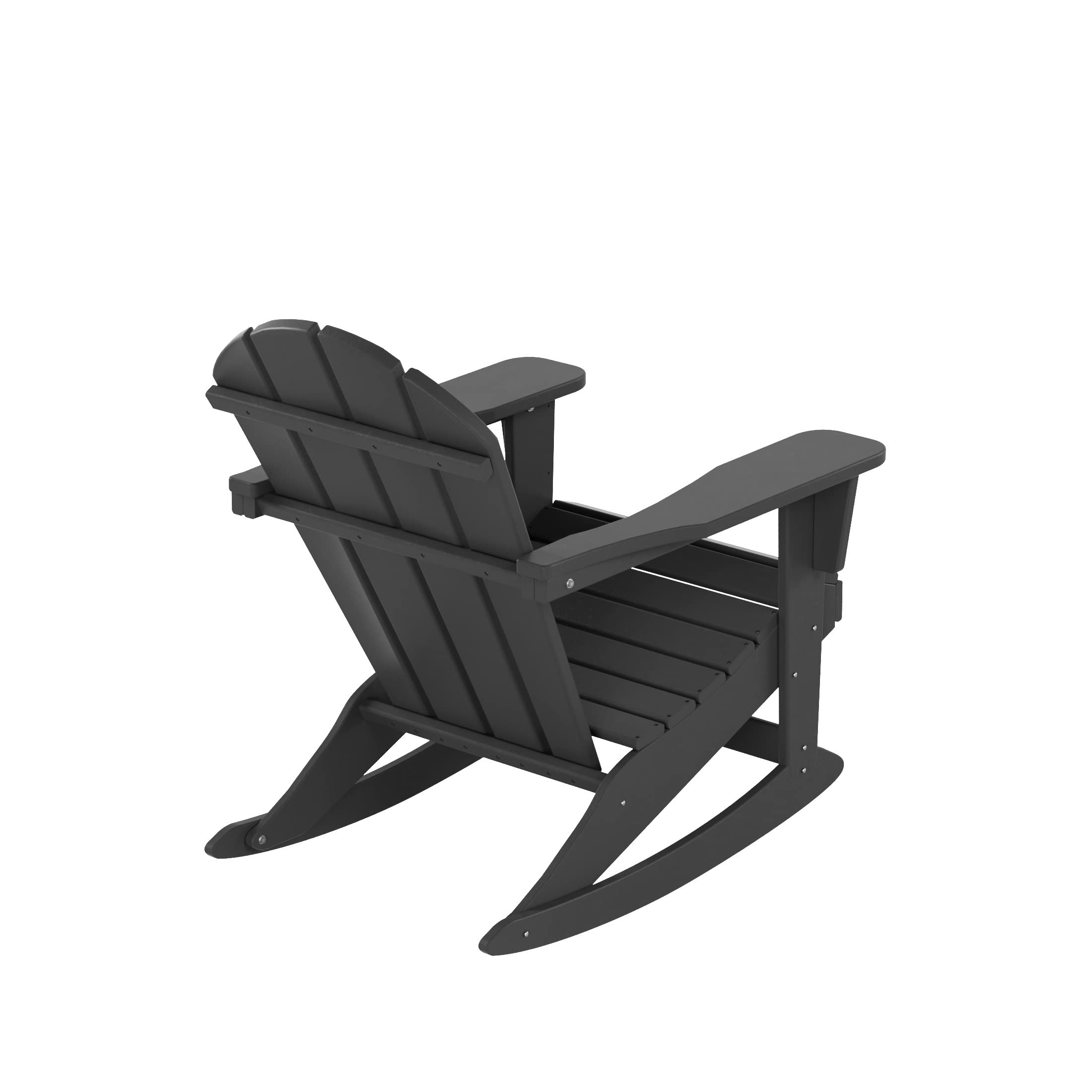 WO Home Furniture 3-Piece Patio Rocking Chair Set - Classic Outdoor Adirondack Rocker Chairs & Side Table in Gray - Perfect for Backyard, Garden, Porch & Poolside Relaxation