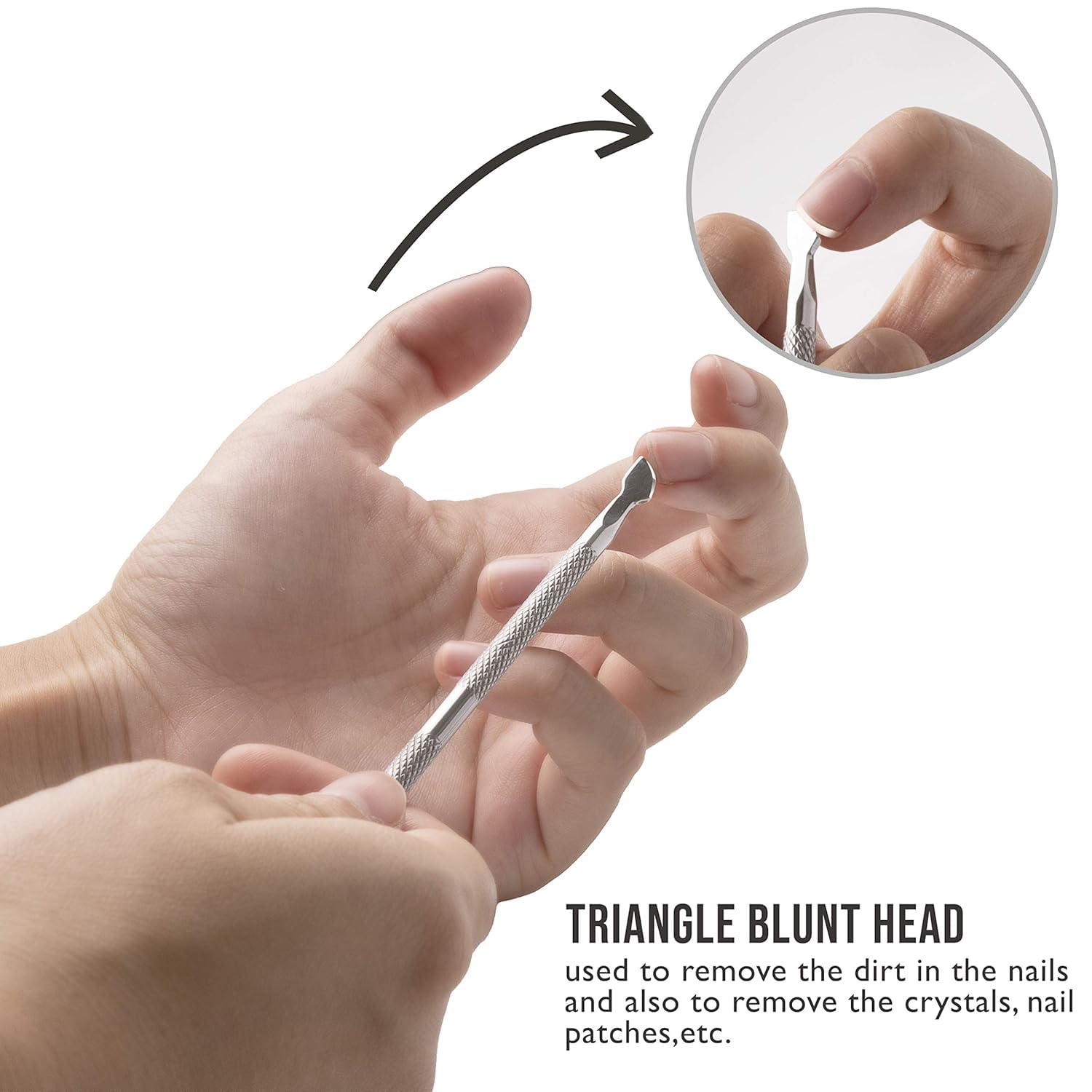 ARMIZ 2-Pack Stainless Steel Cuticle Pusher & Nail Polish Remover Kit - Double-Ended Cuticle Tool & Triangle UV Gel Remover for Professional Nail Art & Manicure | Perfect for Home & Salon Use