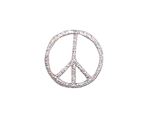 1 Inch Metallic Silver Peace Sign Embroidered Iron-On Patch for Jackets, Bags & DIY Crafts - Hippie Style Accessory