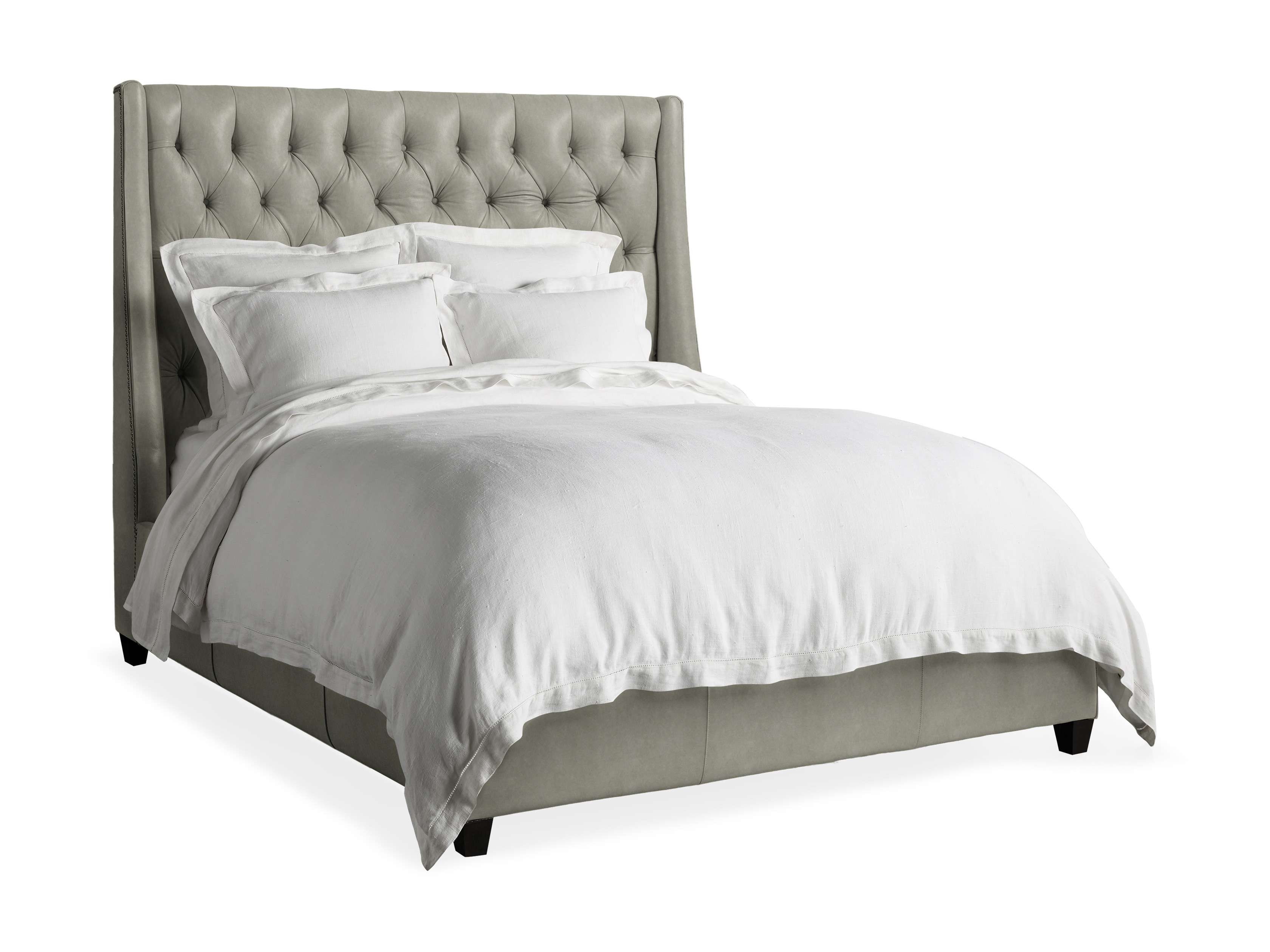 Luxury Devereaux Leather Tufted Queen Size Bed - Handcrafted Genuine Leather Upholstered Bed Frame with Button Tufting for Master Bedroom Elegance | Perfect for Modern & Classic Home Decor