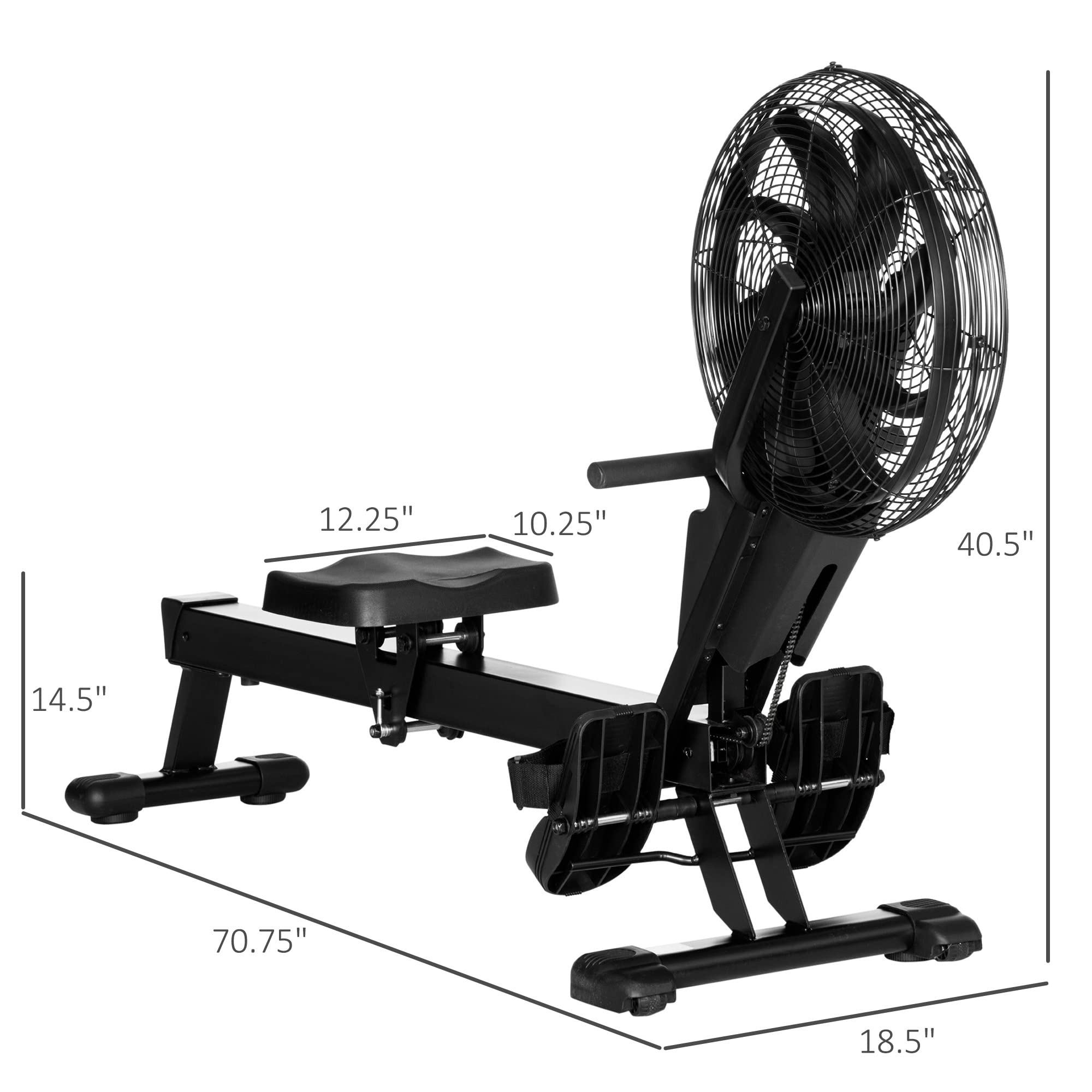 Soozier Foldable Air Rowing Machine with LCD Digital Monitor & Durable Steel Frame - Home Gym Equipment for Cardio Workouts, Full Body Exercise, and Indoor Fitness Training