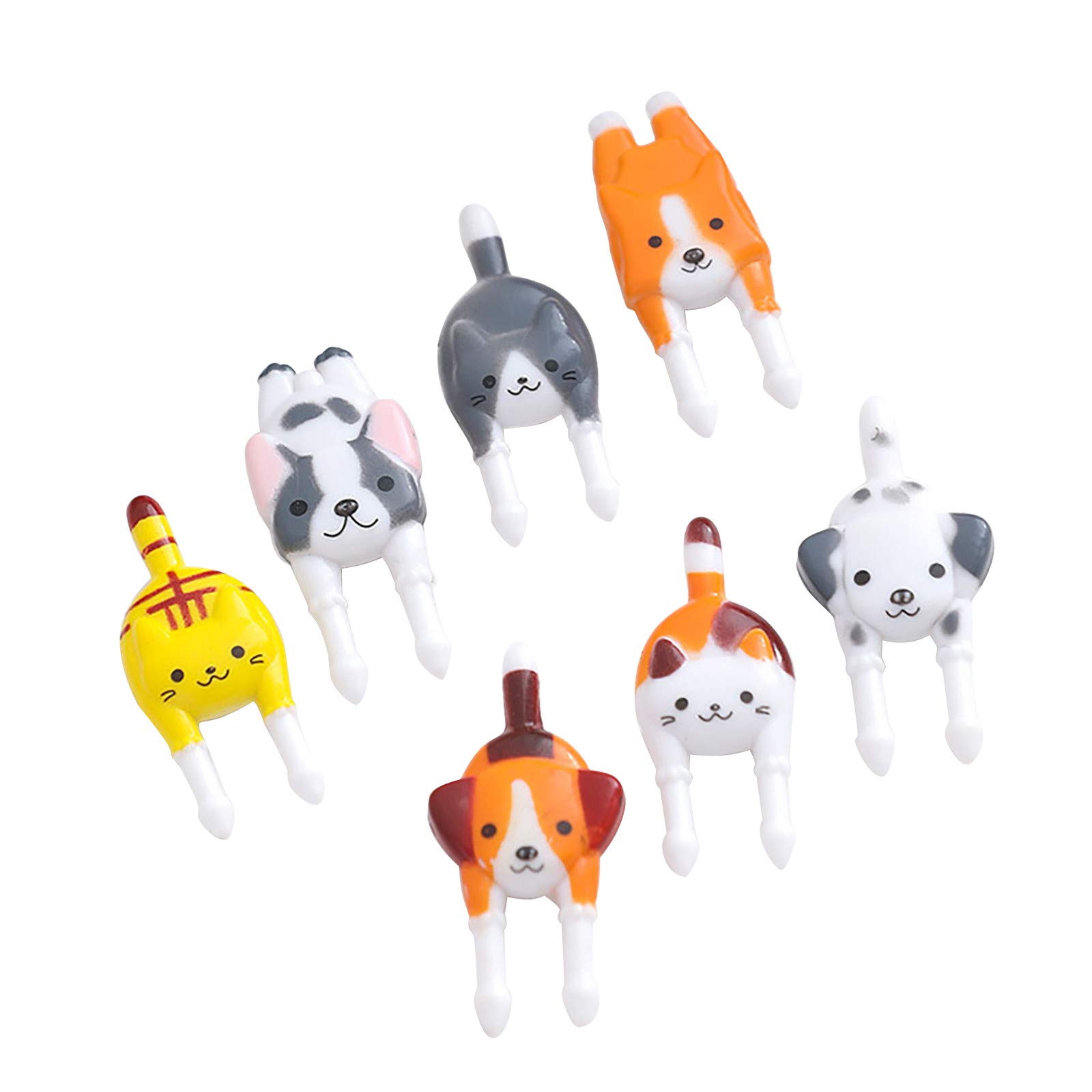 Kids Plastic Cartoon Cat Fruit Fork Set - 2 Pack Fun Animal Design Utensils for Toddlers, Children's Mealtime, Kitchen & Dining Use