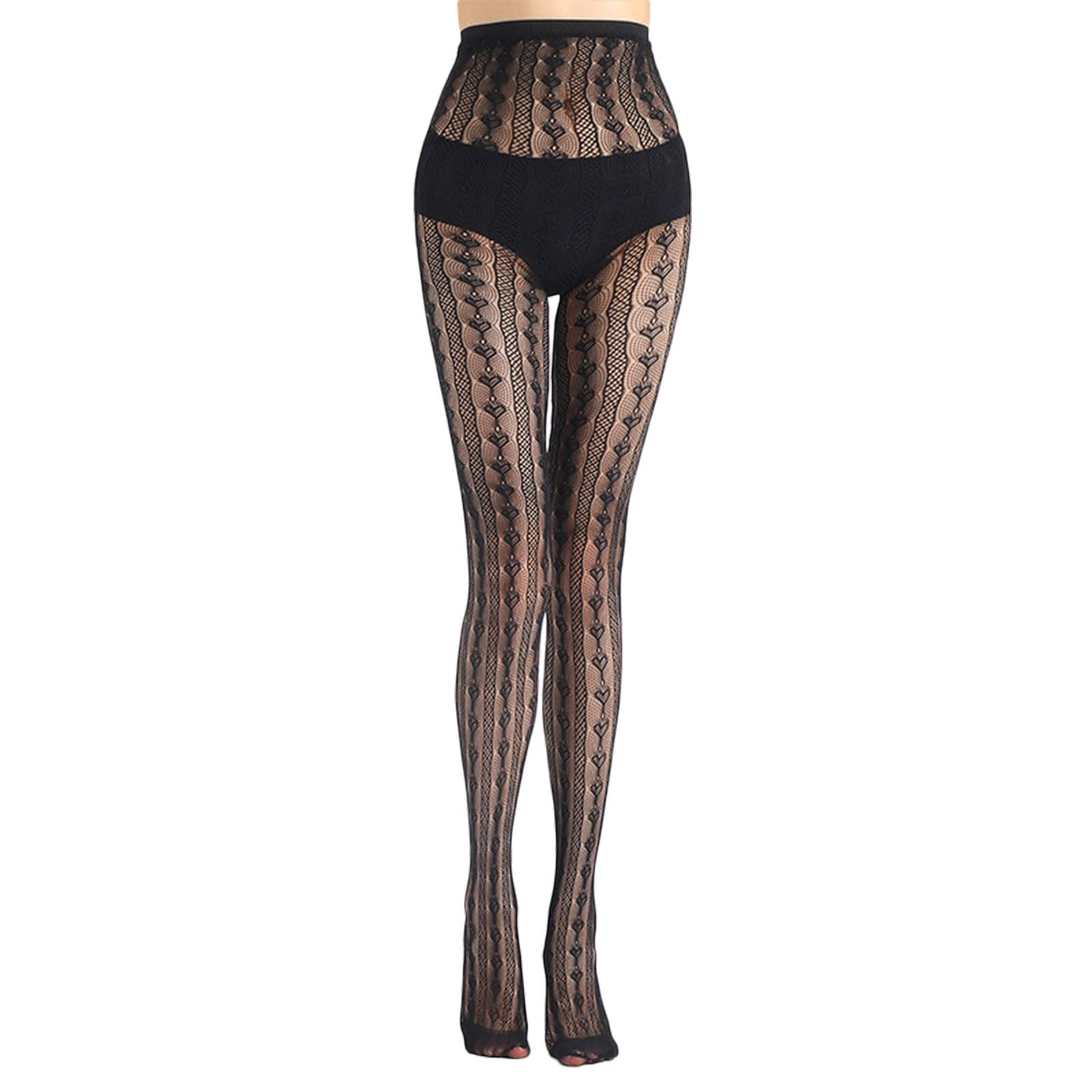 Sexy Fishnet Stocking Lace Bodysuit - Women's Black Pantyhose for Lingerie & Nightwear