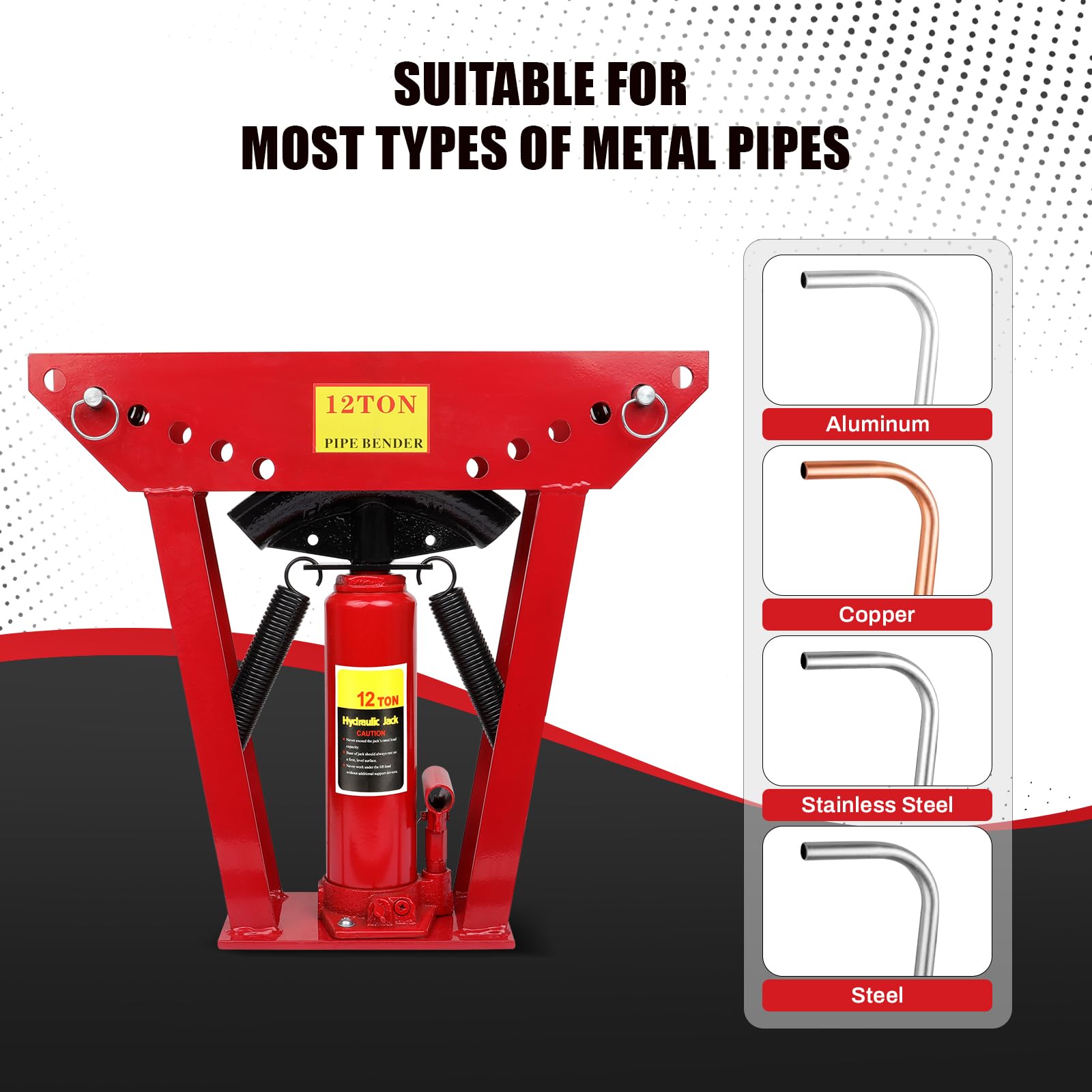 12 Ton Hydraulic Pipe Bender with 6 Dies (1/2