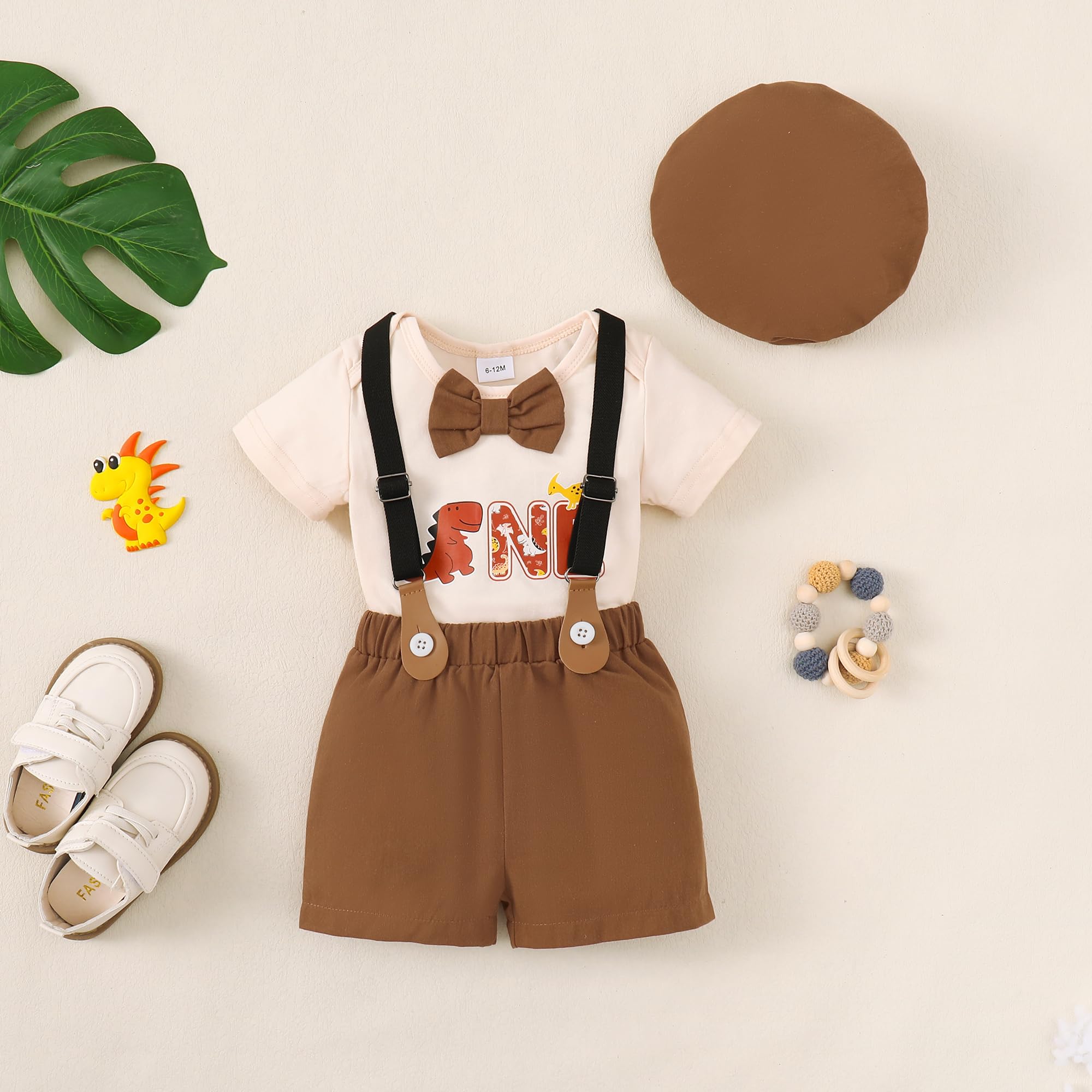 Baby Boy Summer Clothes - Cute Infant Gentleman Suit with Bodysuit & Suspenders Shorts Outfit | Perfect for Birthday Parties, Photo Shoots & Special Occasions
